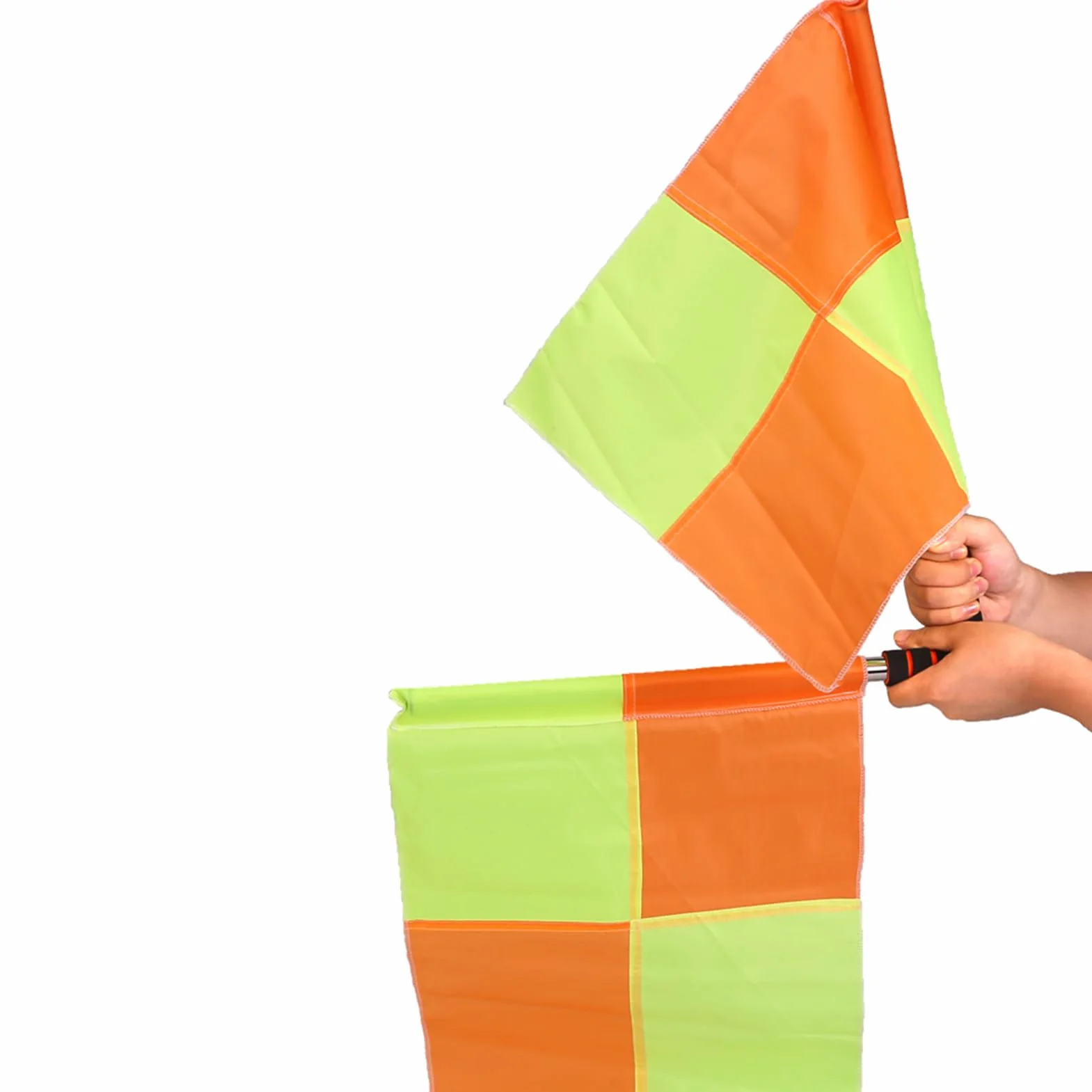 Bandera De Árbitro De Fútbol Juego De 2 Banderines Naranja Y Amarillo Mango Ergonómico