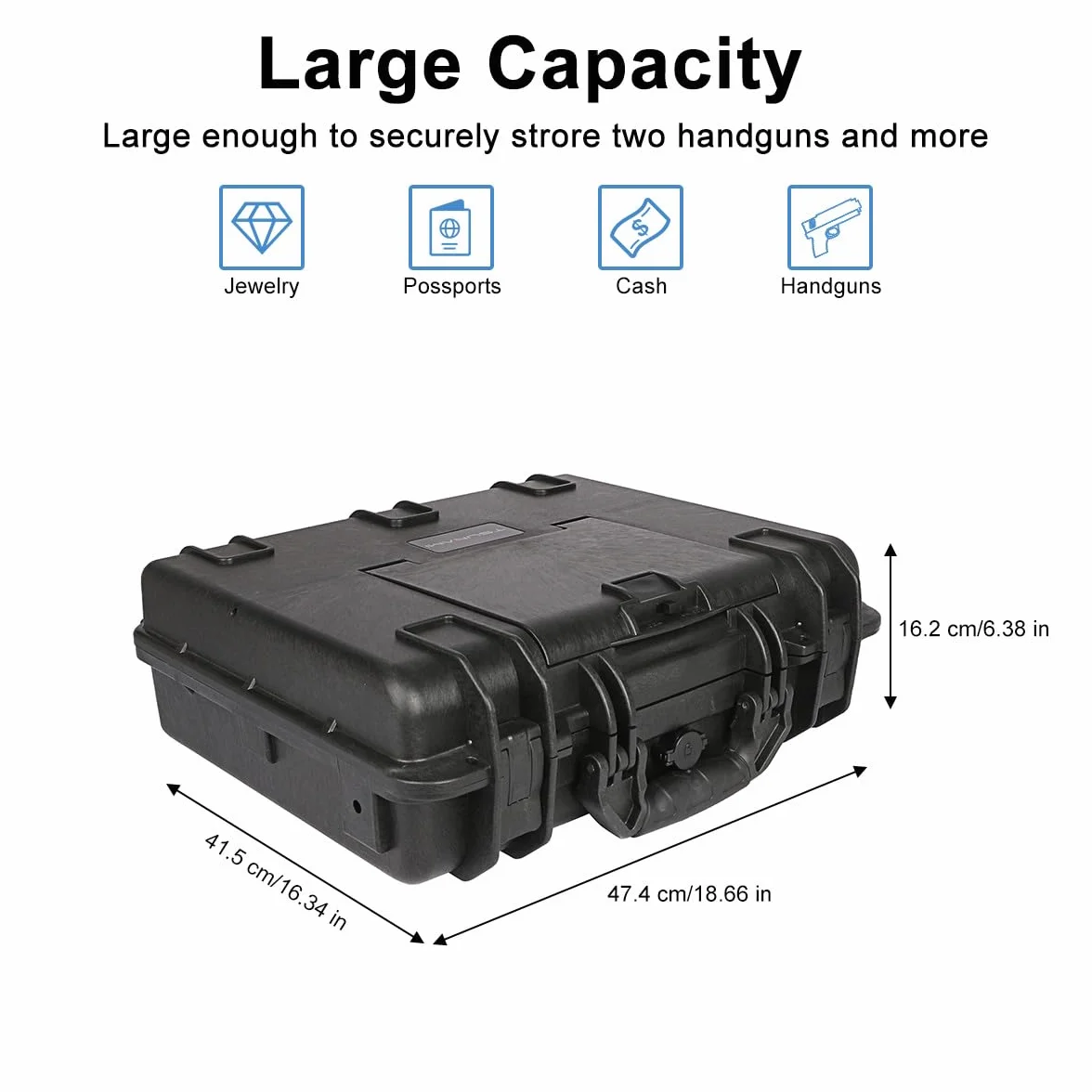 Qisan Caja fuerte para armas de fuego para pistolas, resistente al agua, antirrobo, cerradura de llave y contraseña digital, acero