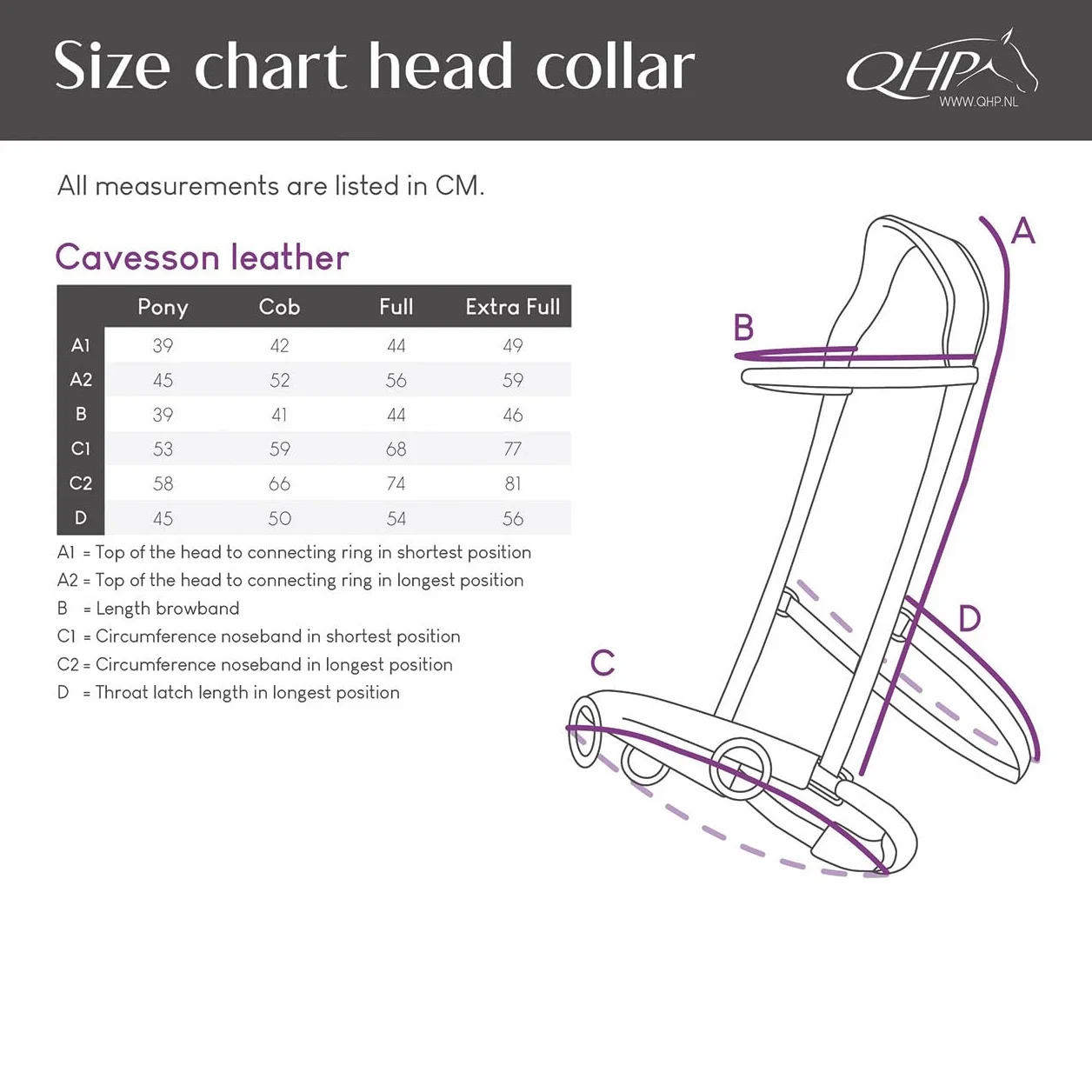 QHP Cavesson Leather in Size: COB. - Negro - COB