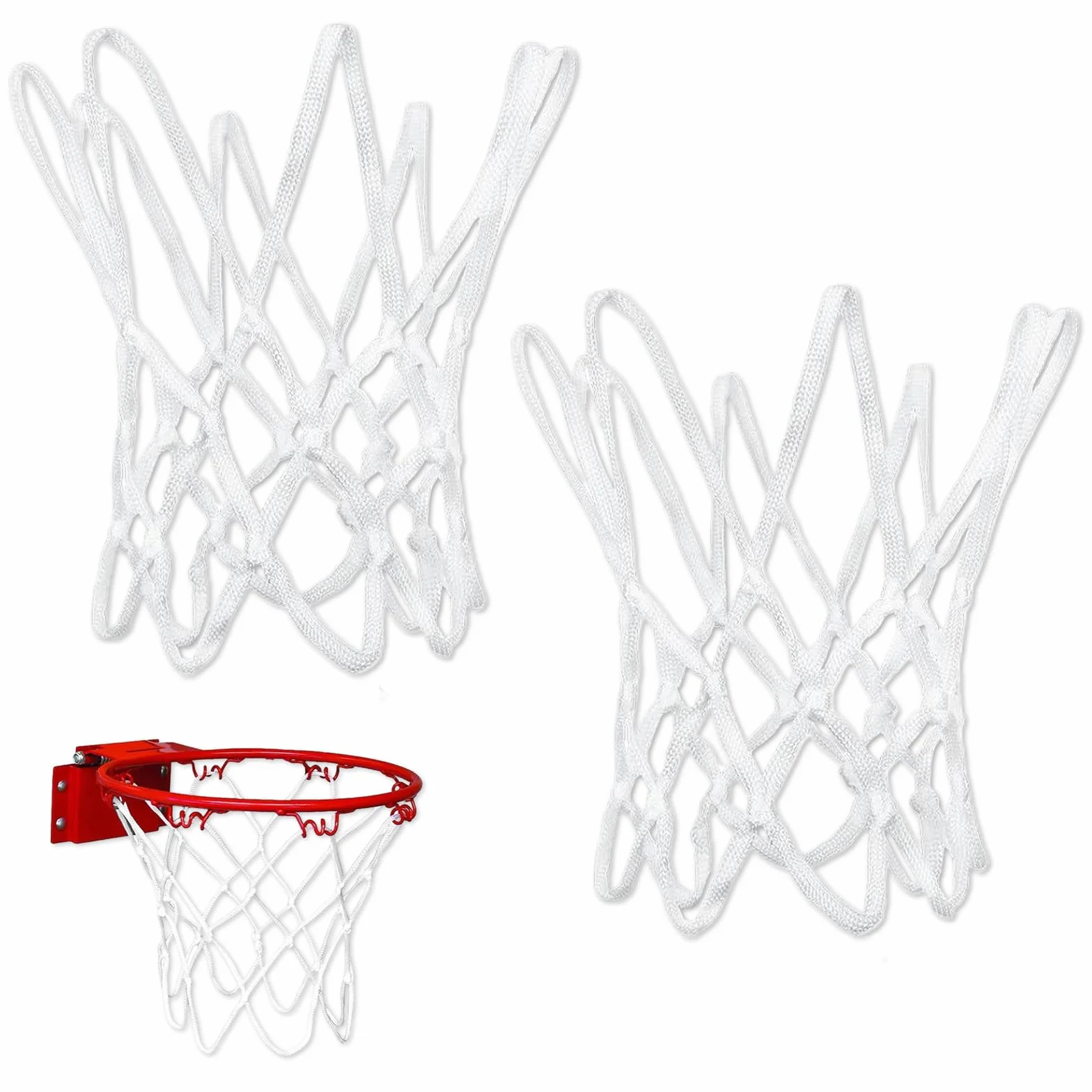 Red de repuesto para aro de baloncesto mini, nailon duradero, 2 unidades, blanco