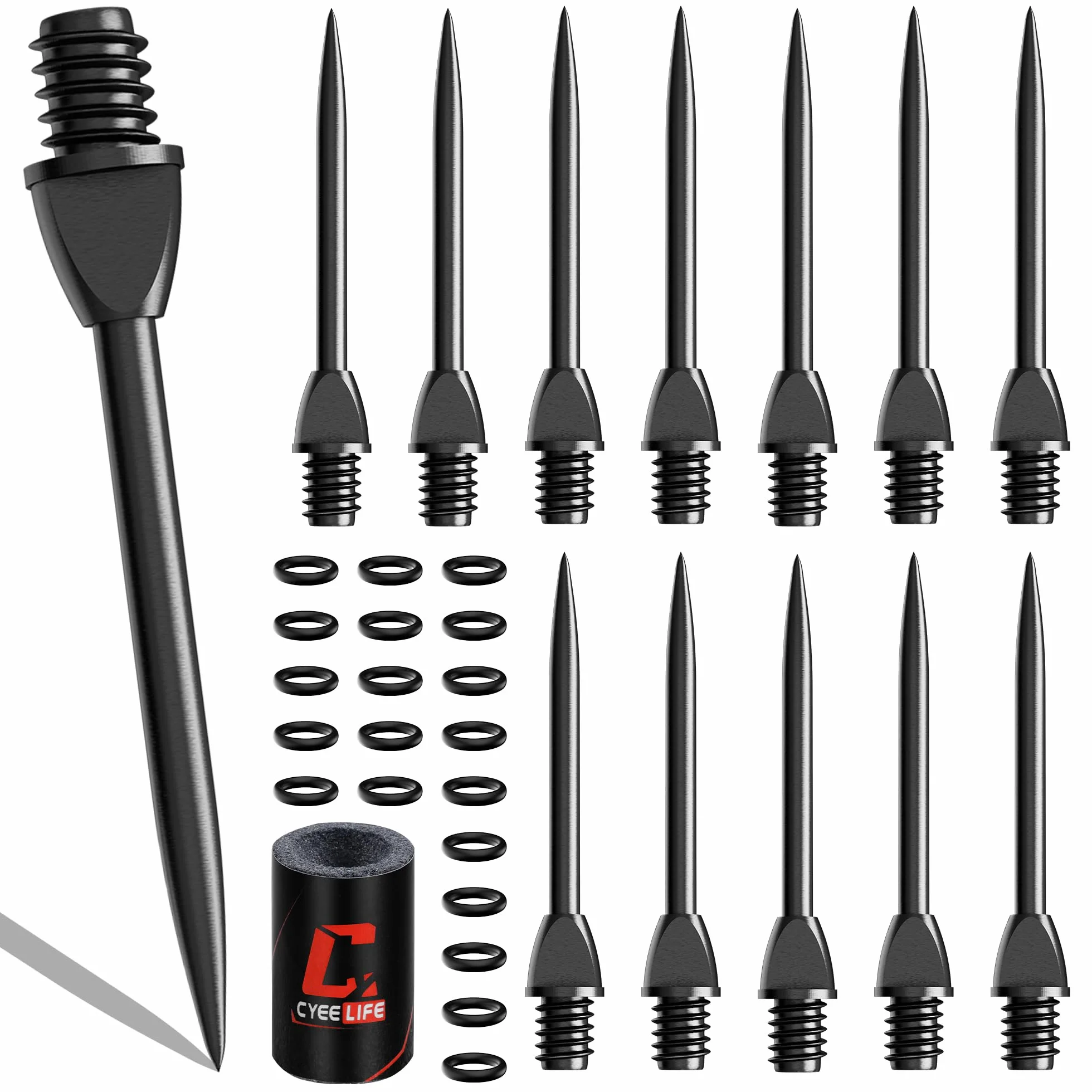 CyeeLife puntas de dardos de acero 2BA con anillos de goma y sacapuntas