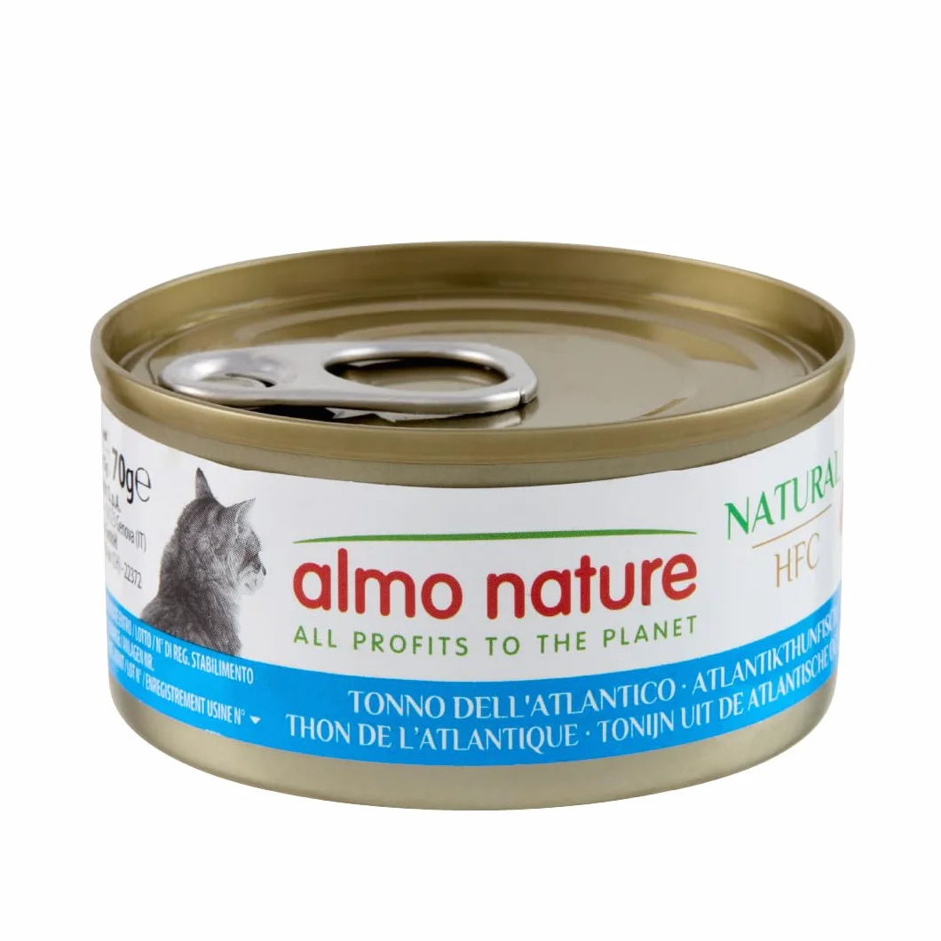 Almo Nature HFC Natural - Comida Húmeda para Gatos - Atún del Atlántico - 70 g x 6 Latas