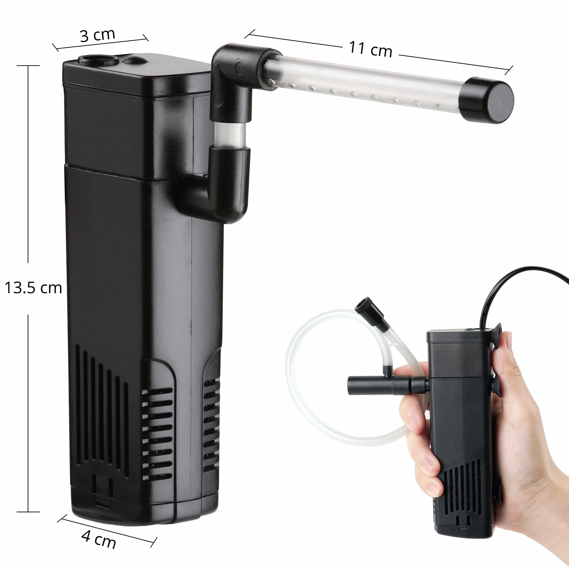NICREW Filtro para Acuario 20 L, Filtro Acuario Interno con Carbón Activado de Flujo 150 L/H, Filtros Internos para Acuarios, 3.5 W