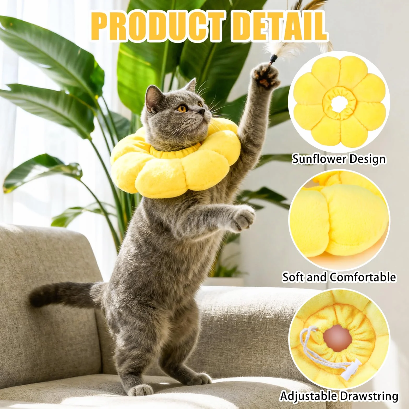 QKURT Collar de Recuperación para Gato, Collar Ajustable para Gatos Después de La Cirugía, Evitar Picaduras de y Arañazos Lesiones y Lamido, Forma de Flor