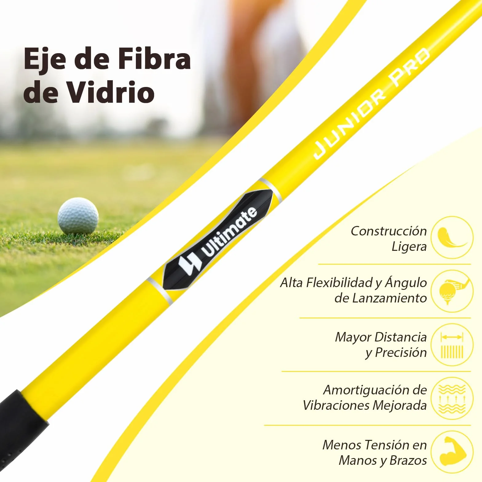 COSTWAY Palo de Golf Junior Madera de Calle 165CC para Niños 8-10 Años Diestro 86cm Fibra de Vidrio