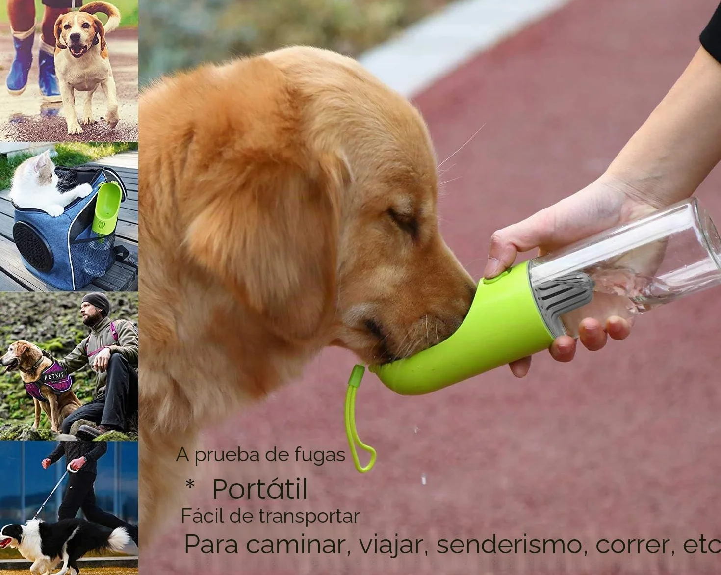Botella de Agua para Perros para Caminar-Dispensador de Agua para Mascotas Moda Antibacterial portátil para Perros Viaje Botella para Beber Agua(Verde)