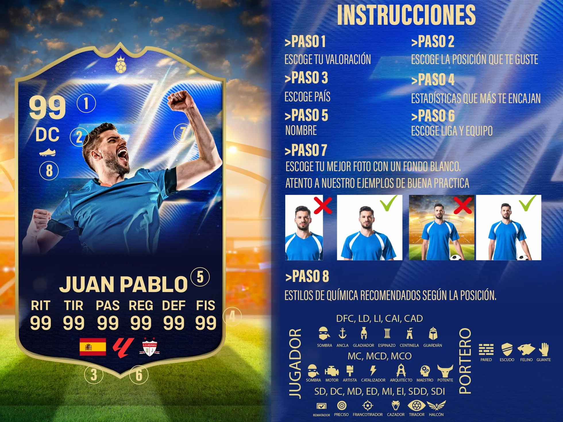 Oedim Carta de Fútbol Personalizada Diseño Toty Heroe 2026, Varias Medidas y Materiales