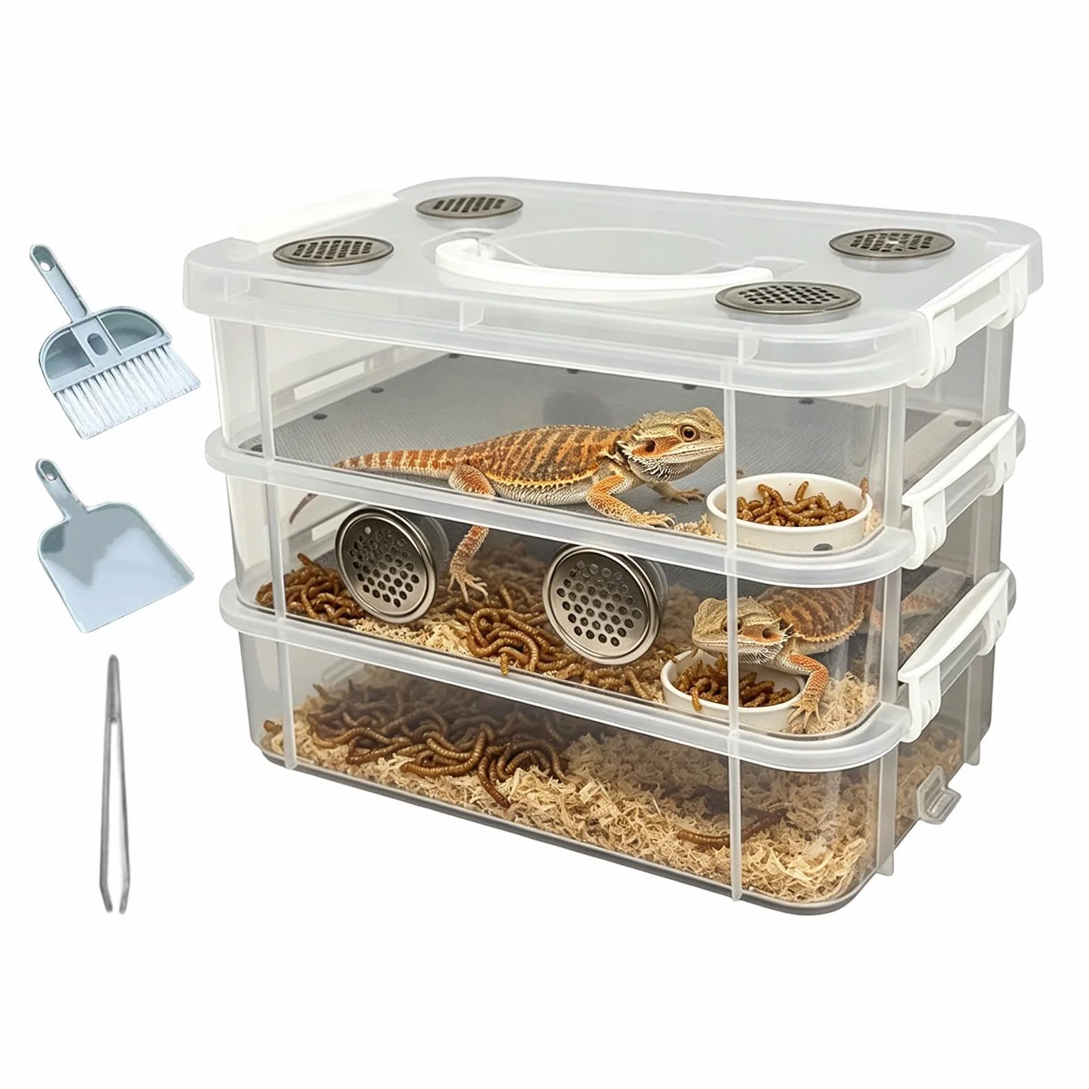 Kit De Cría Harina - Y Criadero Resistente A Los Olores | Contenedores de Cría Tenebrios | para La Alimentación De Reptiles, Lombrices Y Otros Animales En El Hogar Y En La Clase
