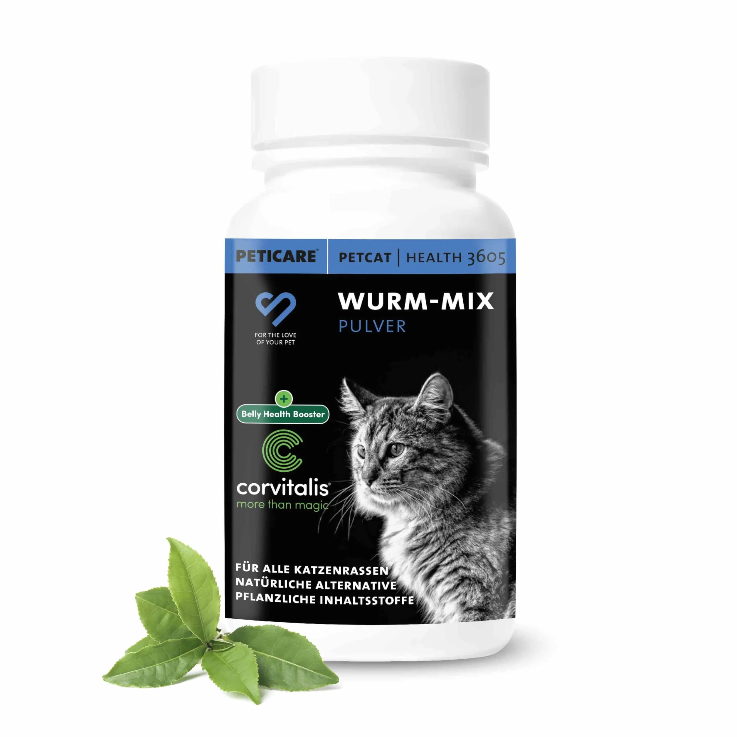 Peticare Desparasitante Antiparasitario para Gatos | Polvo de Hierbas | Remedio 100% Natural con Curcuma y Tomillo contra Gusanos Intestinales, Anquilostomas, Higiene Intestinal | petCat Health 3605