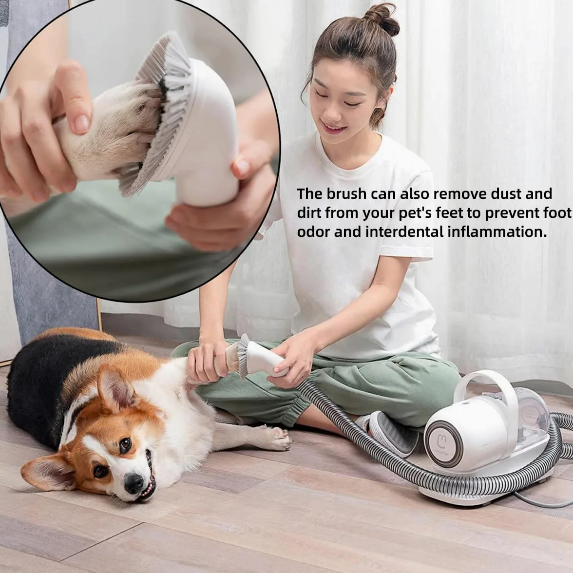 Actualice el Kit de Aseo para Mascotas 5 en 1 Aspirador de Pelo para Mascotas con Maquina Cortar Pelo Perros, Cepillo para el Cuidado de Mascotas, Peine para Adelgazar, Cepillo de Limpieza