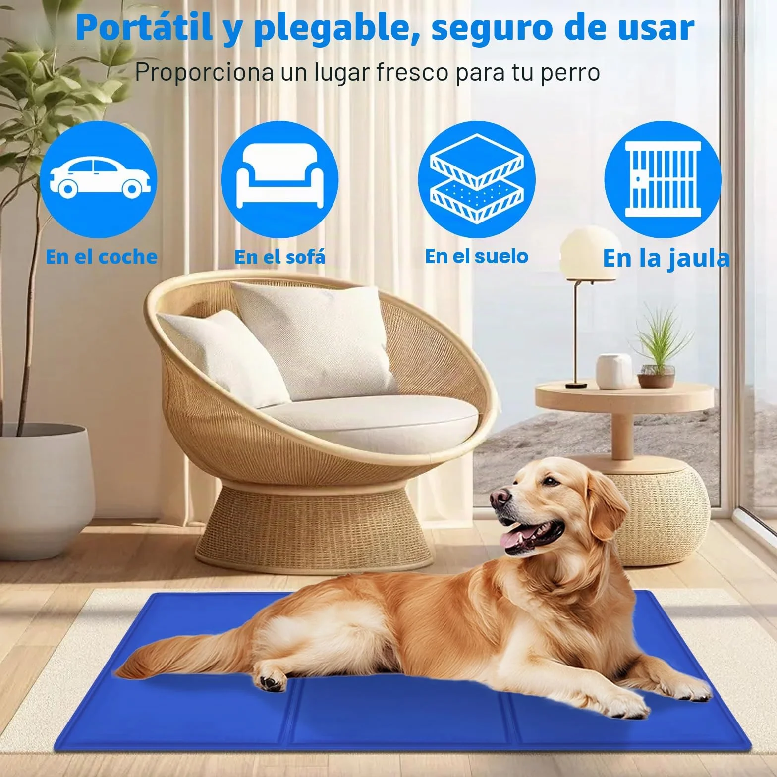 Alfombra Refrescante para Perro 90 x 50cm, Alfombrilla de Refrigeración Automática para Mascotas, Gel Seguro y No Tóxico, Cama Refrescante Perro, Manta Refrescante para Perros y Gatos