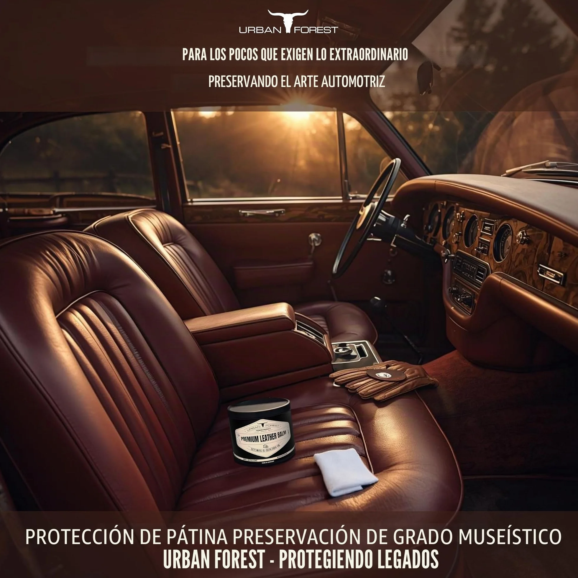 Cuidado del Cuero incoloro para Coche Muebles Chaquetas Bolsos sofá Zapatos sillín Cuero BÁLSAMO de URBAN FOREST con Aceite de Cera de Abejas y Aguacate, tamaño: 500ml