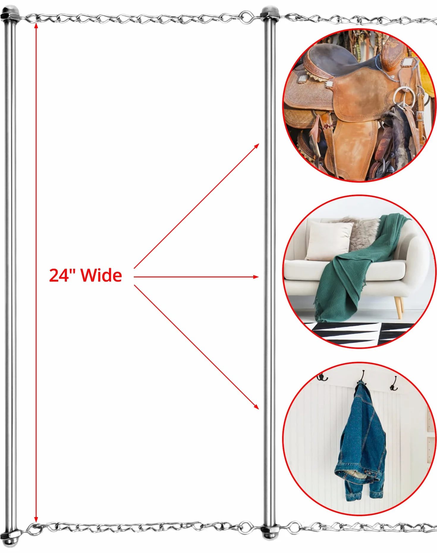 QWORK® Estante para Mantas de Caballos, 60 cm Acero Inoxidable 304 para Almohadillas para sillas de Montar, Almohadillas para Caballos y Toallas, construcción Resistente de 4 Niveles