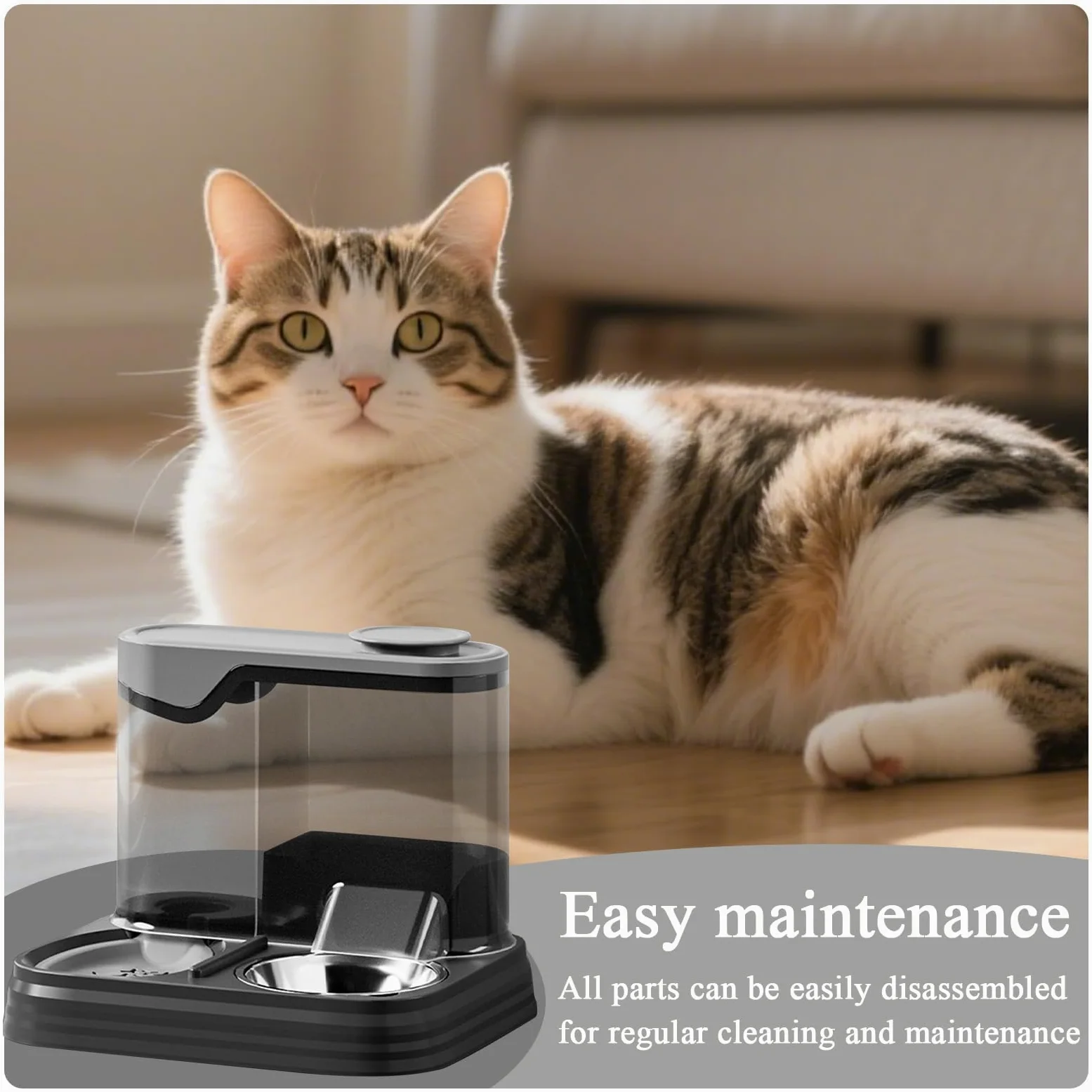 Comedero automático para Gatos， Comedero automático for Gatos y Perros | Bebedero for Mascotas, Ideal for Uso doméstico en Interiores Vacaciones(Black)