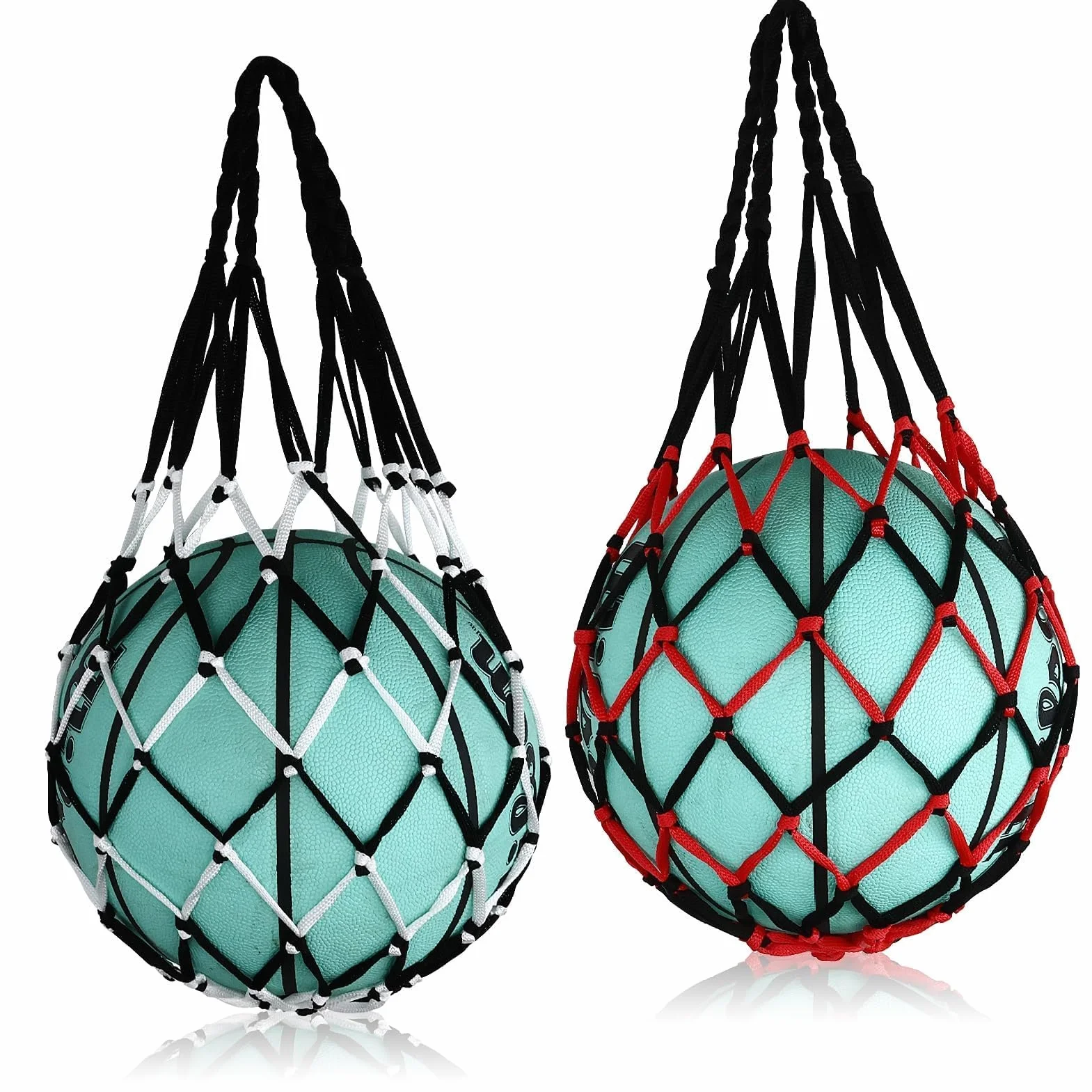 Bolsas de malla para baloncesto, red portátil para pelotas, resistente, negro/rojo+negro blanco