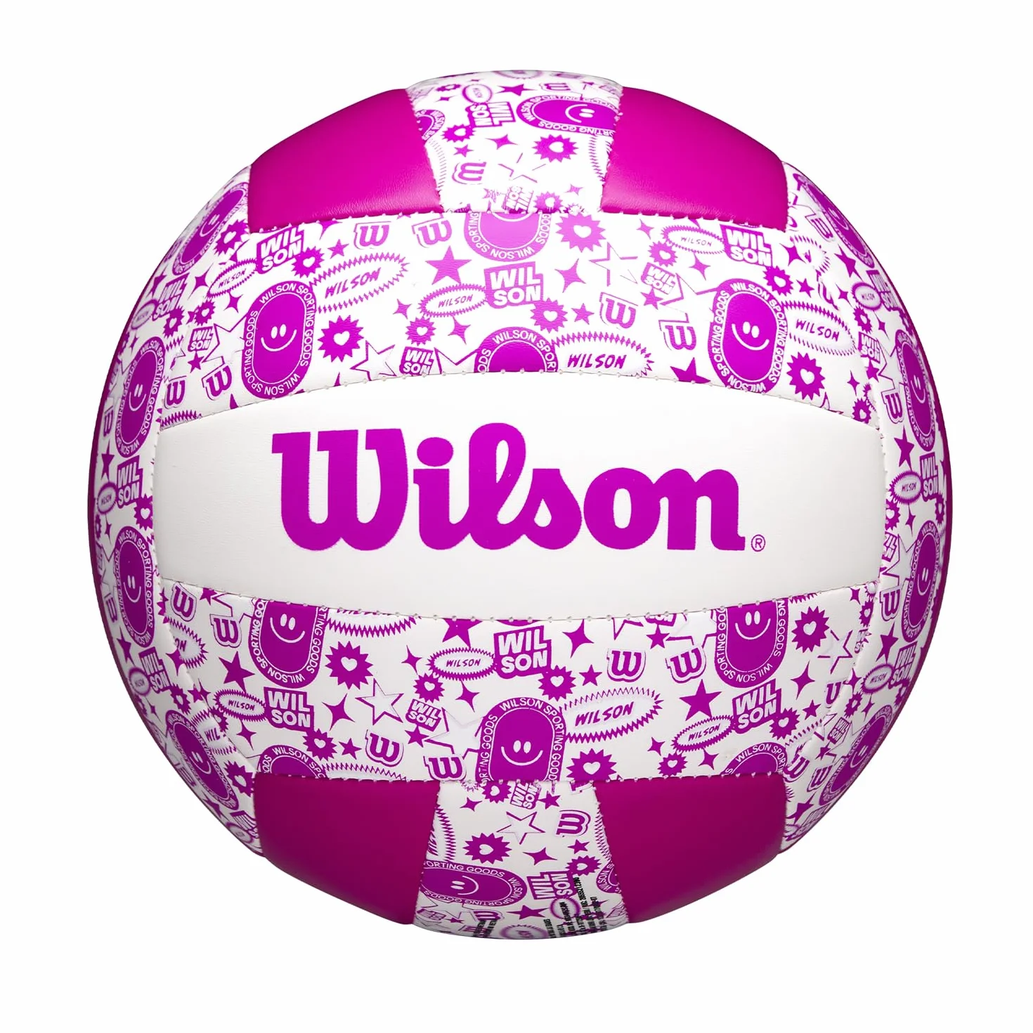 Wilson Pelota de Voleibol Stamp, Cuero Sintético, Tamaño Oficial, Morado y Blanco