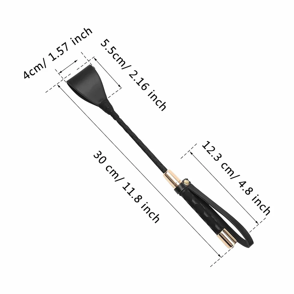 Fusta para Caballo Negra 30 cm Mango Gel Antideslizante