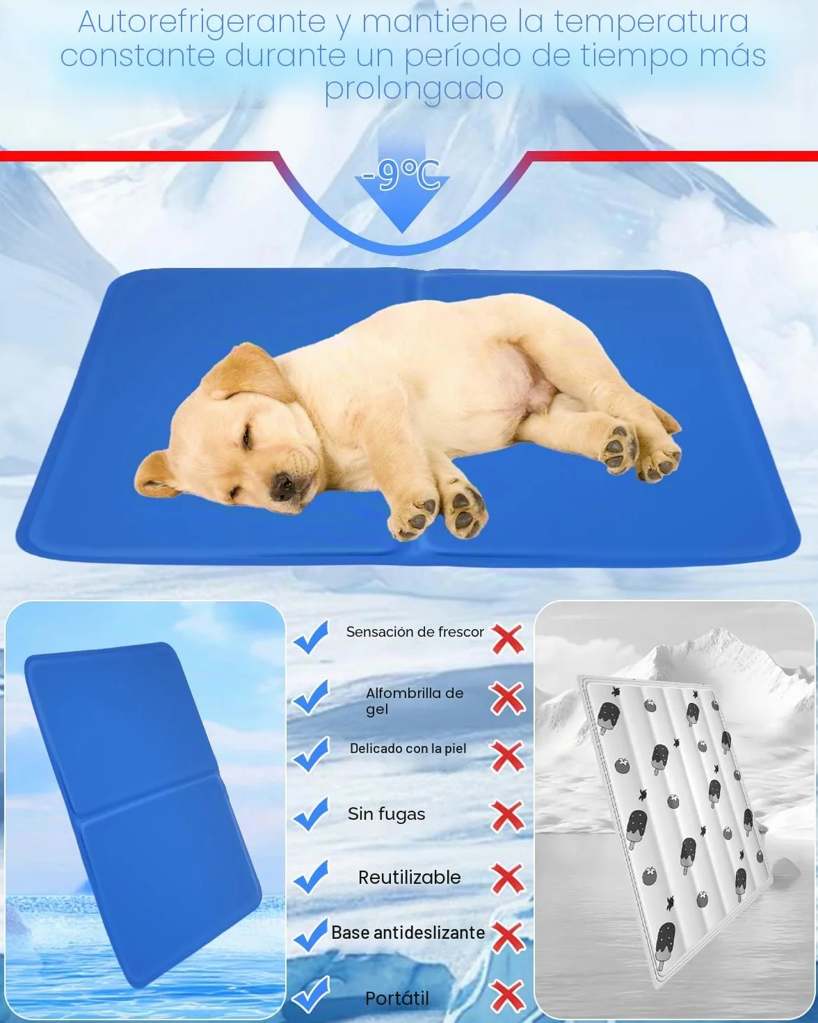 Alfombra Refrescante para Perros y Gatos, Alfombrilla de Gel Autorefrigerante, Cama refrescante Perros, Cama Fria para Perros Verano, colchoneta Fresca para Mascotas pequeños 40 * 50cm