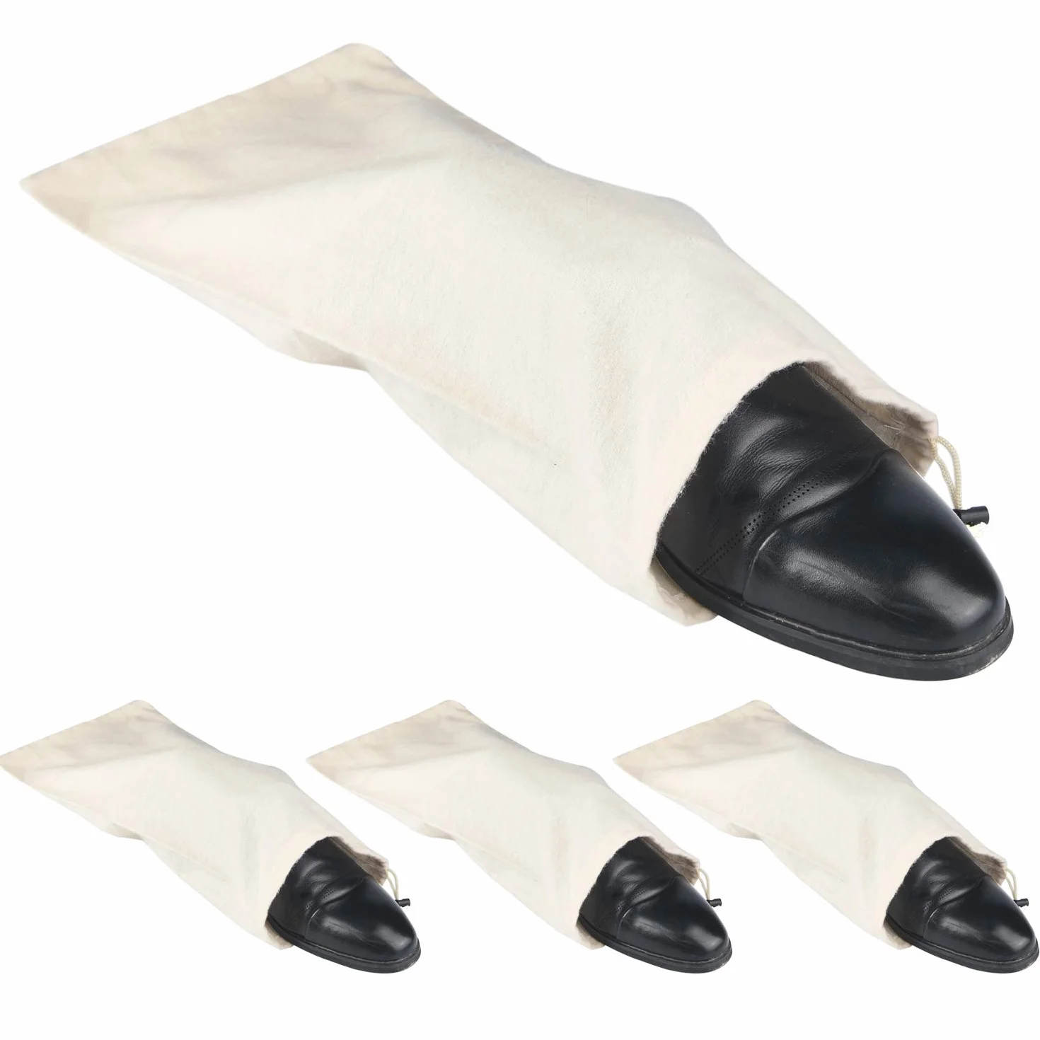 Bolsa para Guardar Zapatos 100% Algodón con Cordón, Juego de 4 Piezas para Viaje y Almacenamiento