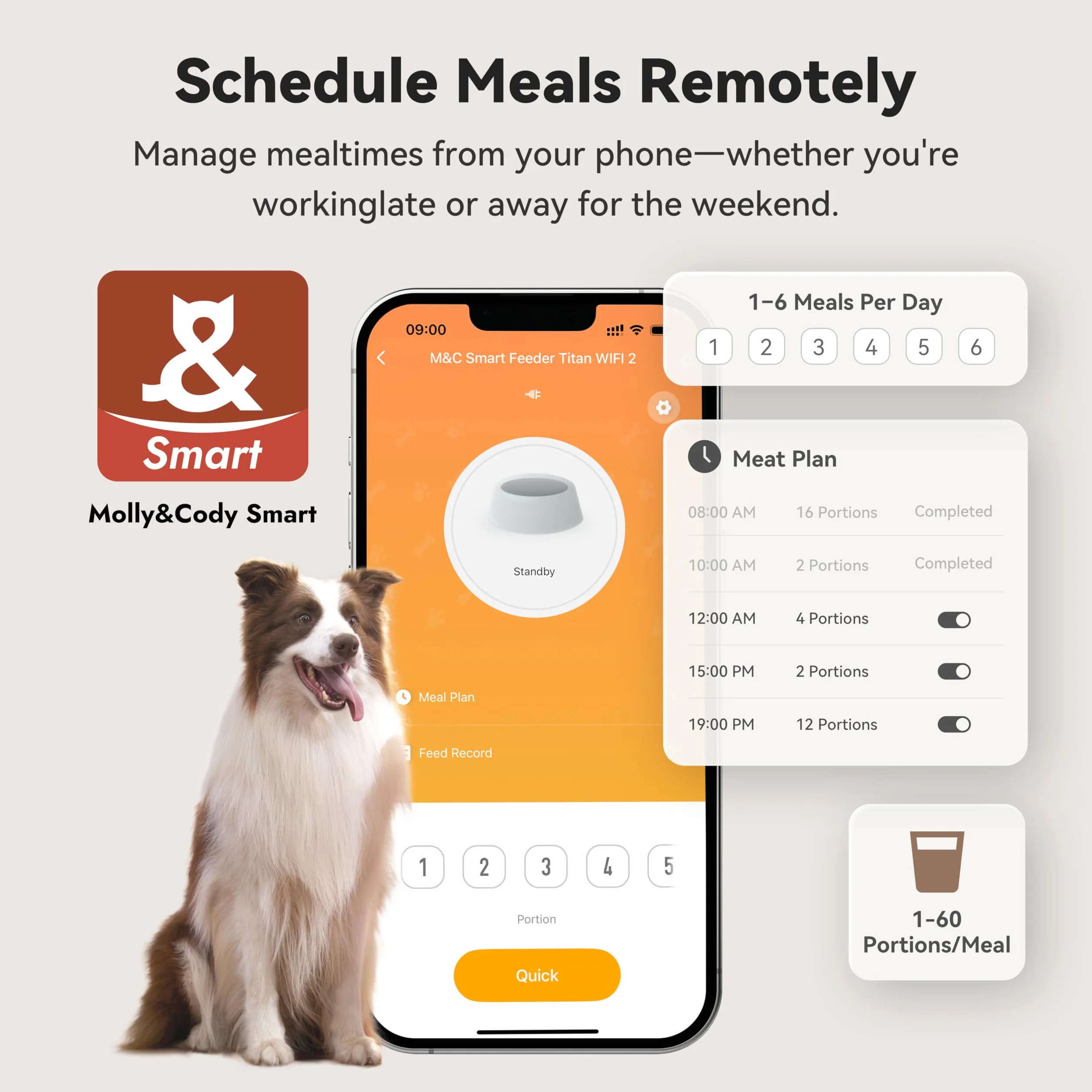 Comedero automático para Perros Grandes, Capacidad de 14 litros, alimentación remota, Sistema antibloqueo, dispensador automático de Alimentos para Perros, Control de aplicación WiFi de 2.4 G, Fuente
