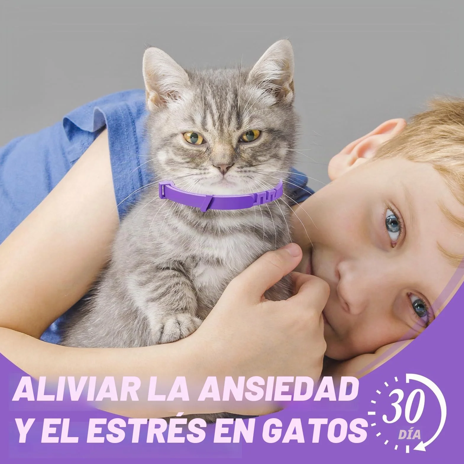 Collar calmante para gatos, 4 piezas, antiestrés con feromonas naturales – Lavanda y manzanilla, ajustable (hasta 38 cm), 30 días de efecto, para gatitos y gatos adultos