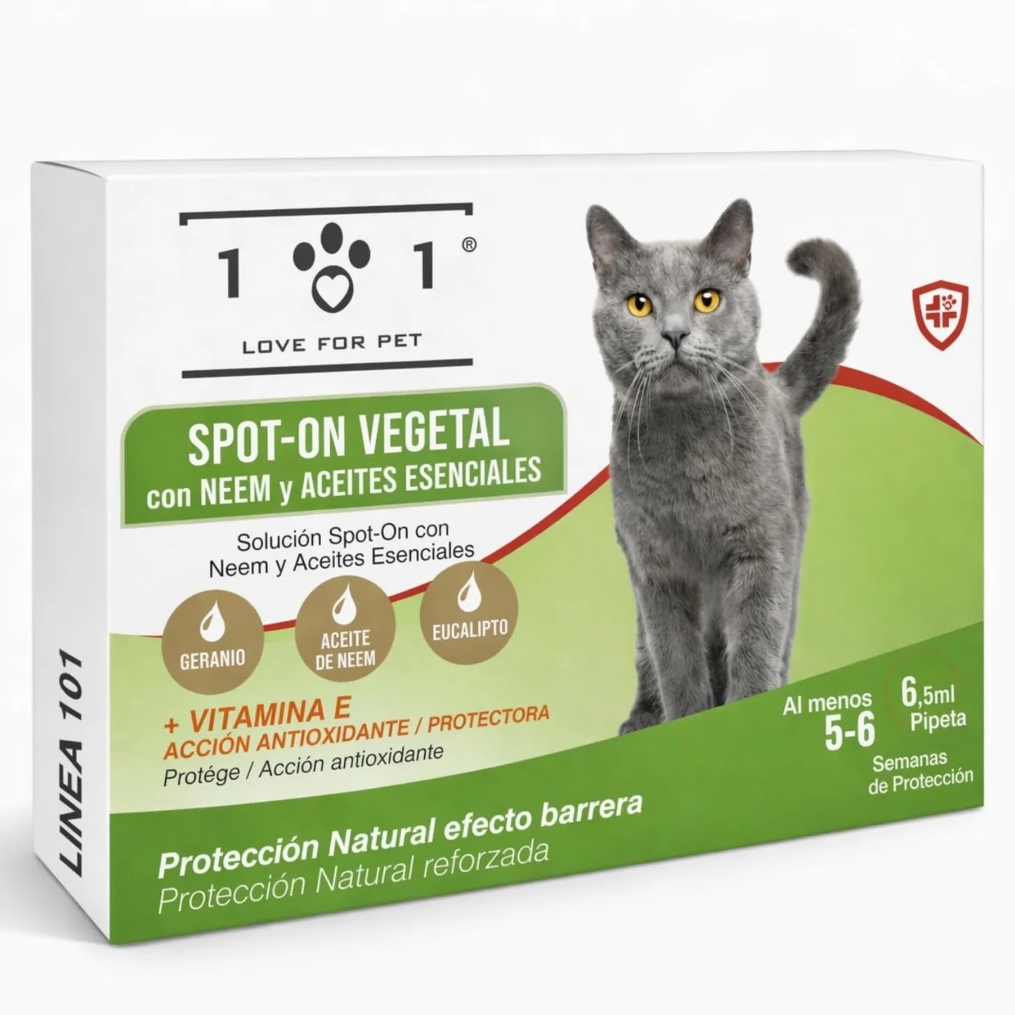 Pipetas Antiparasitarias Gatos 6 de 0,5ml Aantipulgas Gato contra Garrapatas y Mosquitos, Neem y Aceites Esenciales, Larga Duración