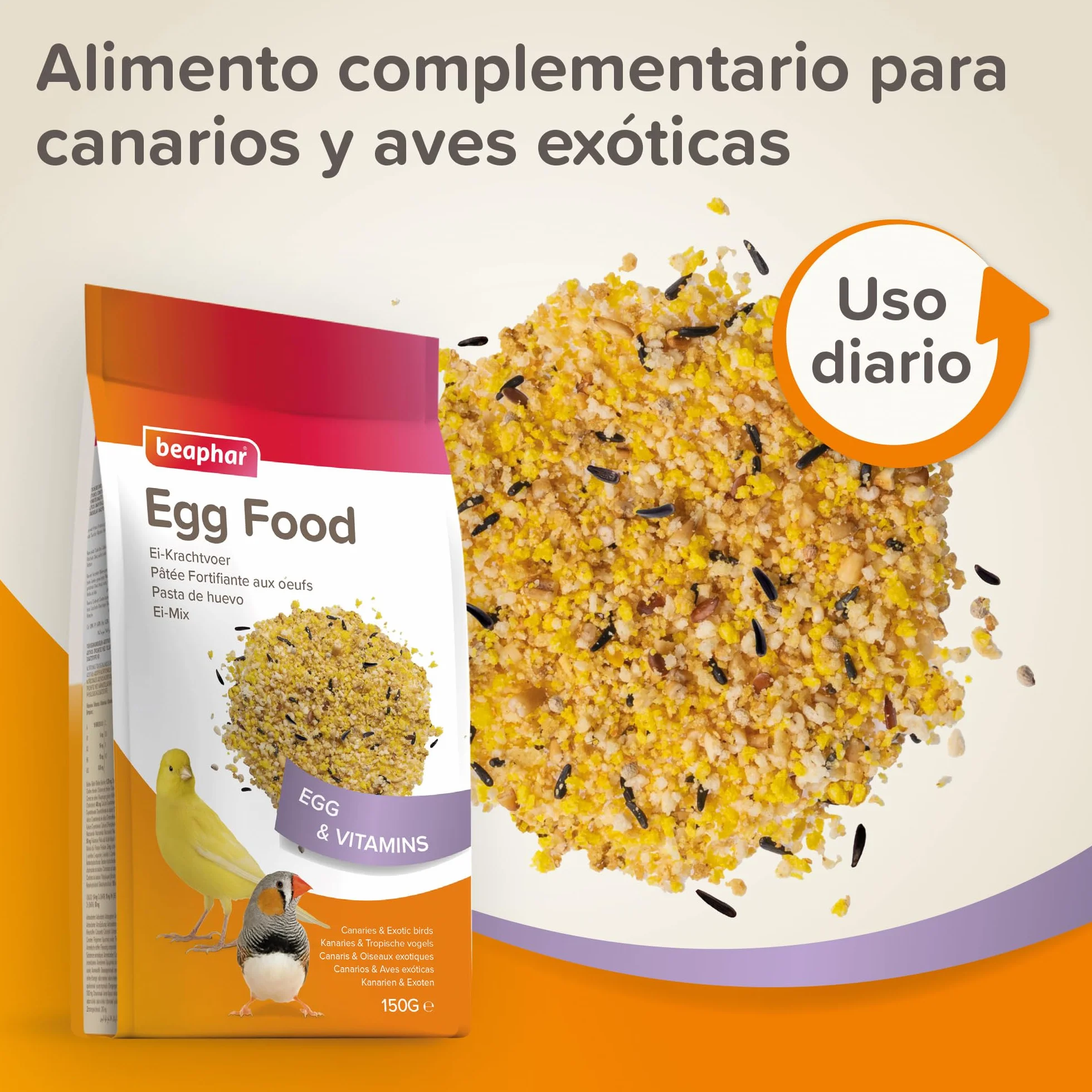 Beaphar Pasta de Huevo para Canarios y Aves Exóticas - 150g