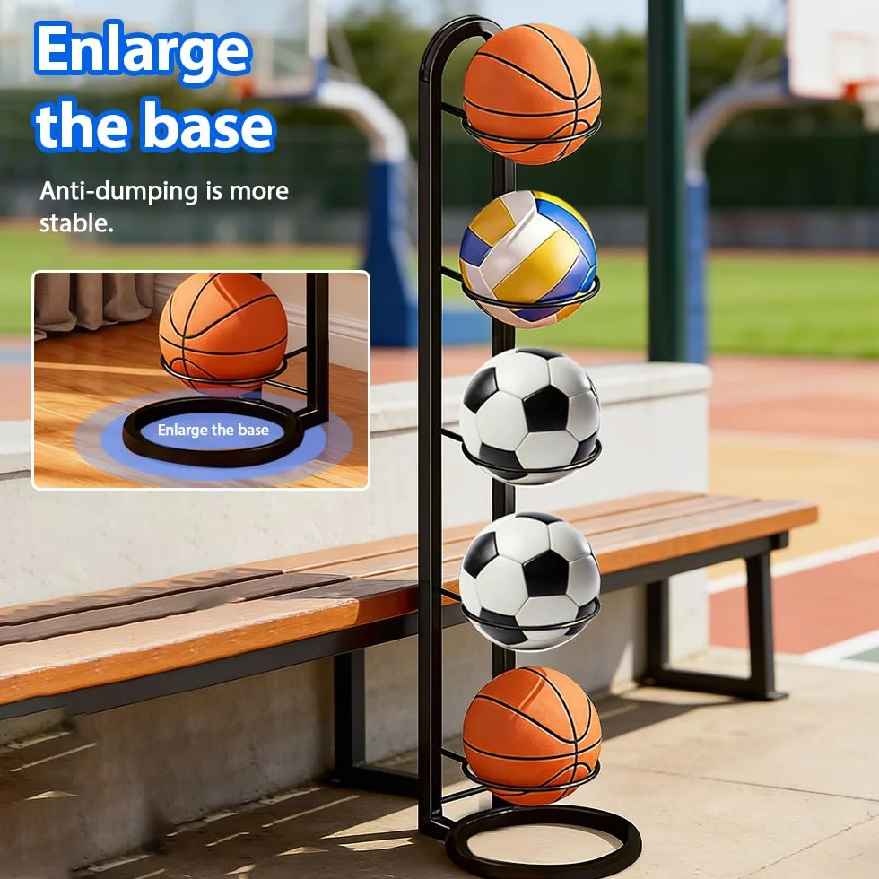 Soporte Vertical para Pelotas de Fútbol, Estante de Almacenamiento de 5 Niveles, Extraíble