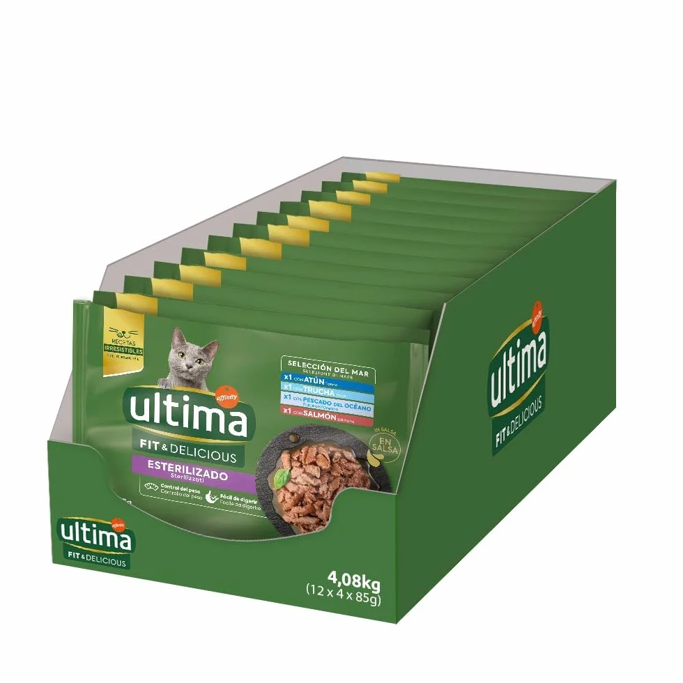 Ultima Comida Húmeda para Gatos con Variedad de Pescados - 12 x (4 x 85gr) - 4080g