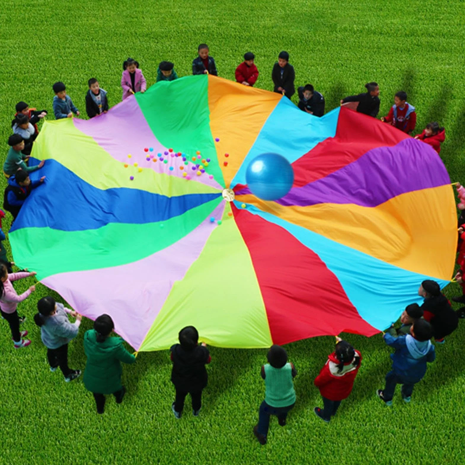 Paracaídas multicolor para niños 2/3 m con asas para juegos educativos deportivos