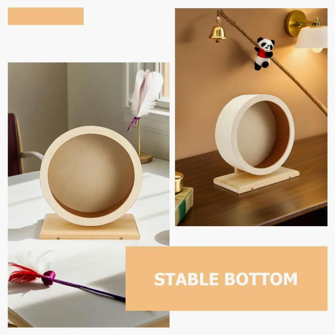 2piezas Ruedas Silenciosas De Ejercicio para Hámster De Madera con Corcho Juguete De Rueda para Hámsteres Petauros del Azúcar y Jerbos