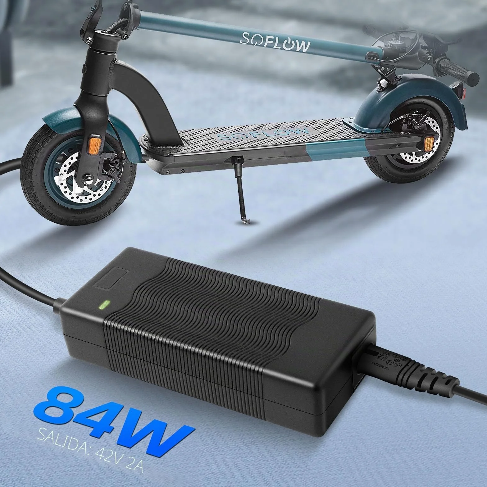 42V 2A Cargador de Batería para Patinete Eléctrico Compatible con HIMO Z20, Kugoo S1 S2 S3, M2 Pro, Etwow, GOTRAX GXL V2