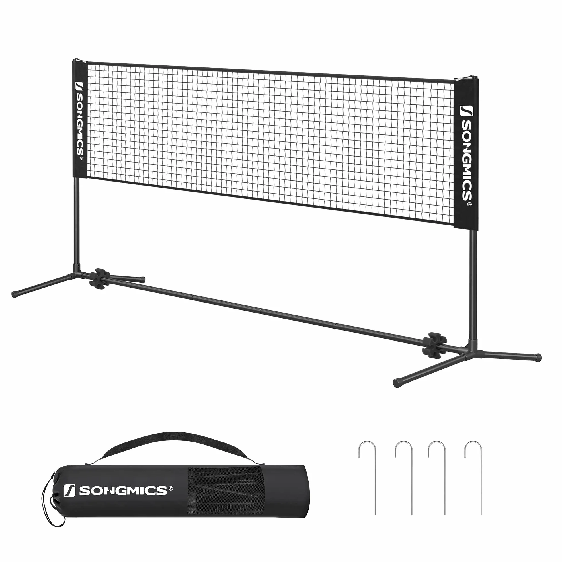 SONGMICS Red de bádminton de 3 m, Voleibol, Altura Ajustable, Juego Portátil