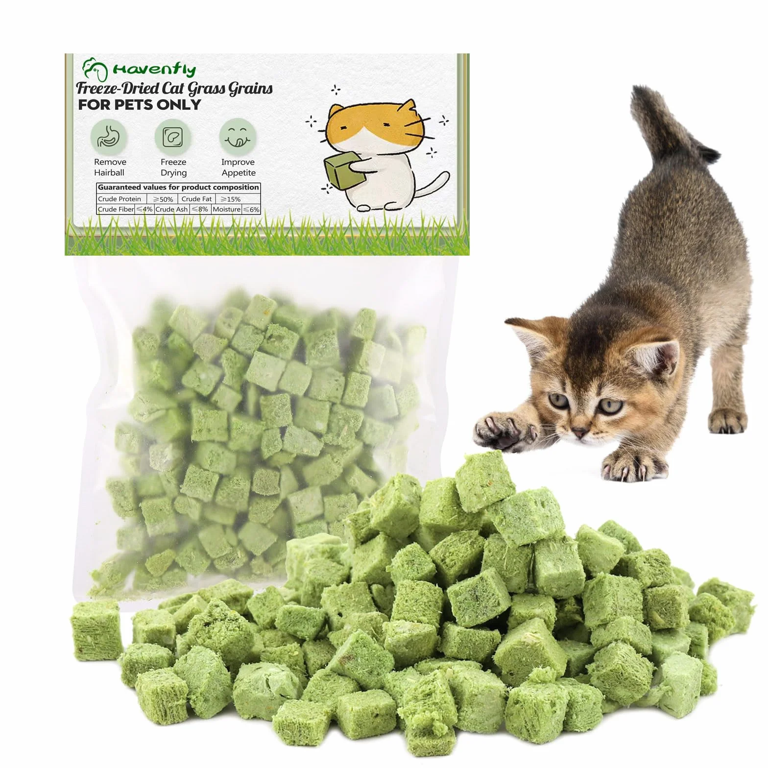 Snacks para Gatos, 60g Snack Liofilizado con Hierba Gatera para Limpiar los Dientes