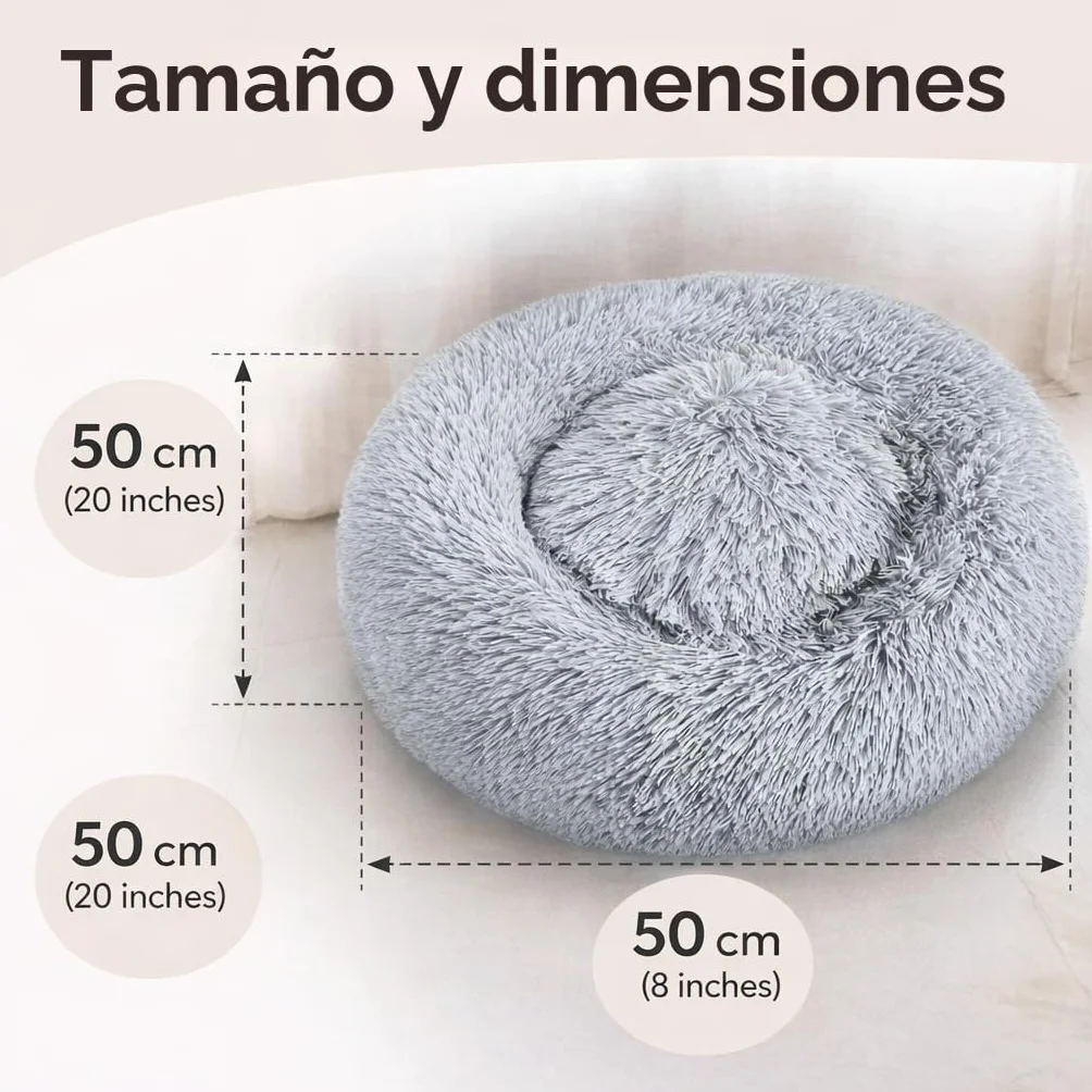 Cama Perro Pequeño 50X50cm Antiestres .Cama Redonda Perro Cama para Perros Pequeños. Cama Gato Invierno Lavable.