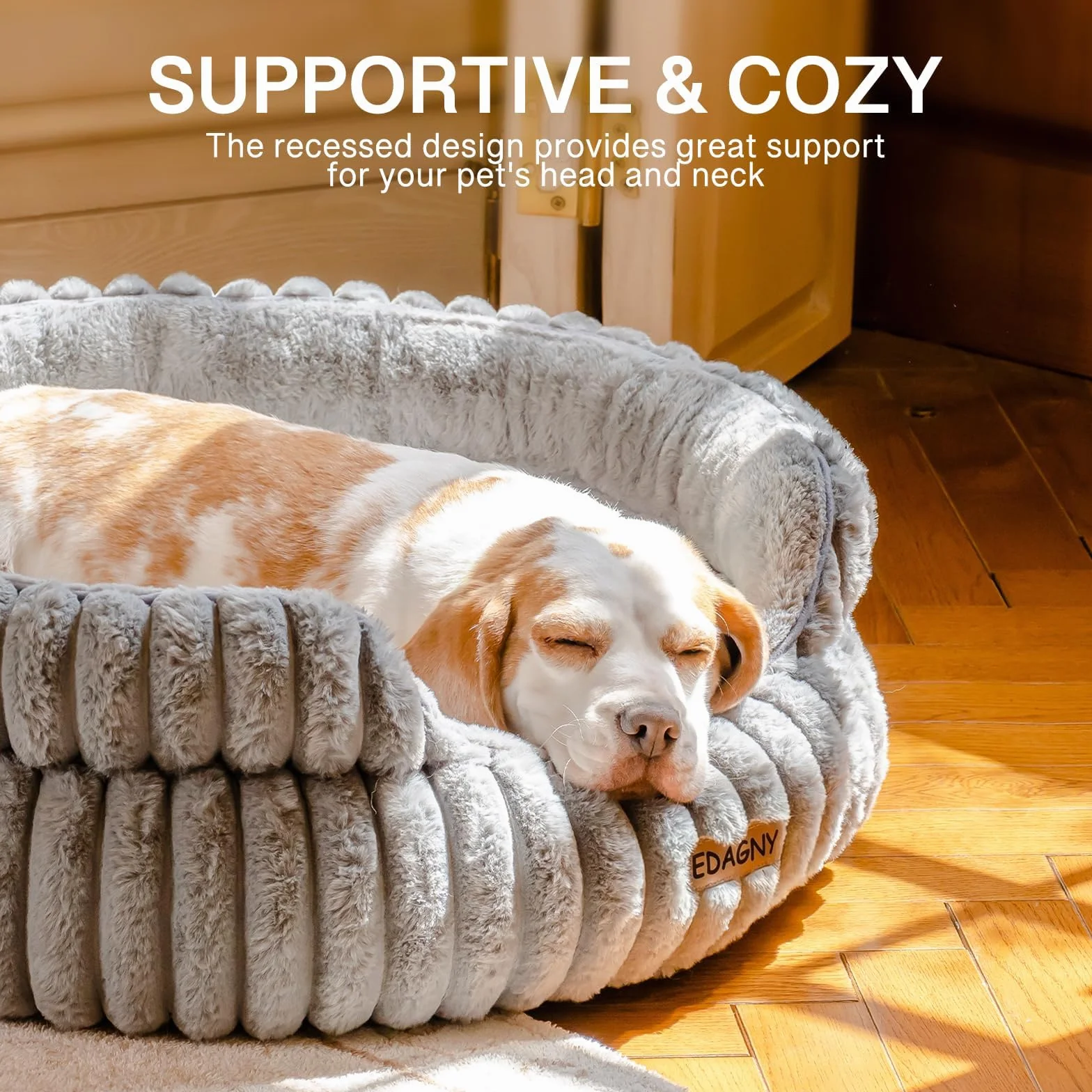 EDAGNY Elegantes Camas para Gatos Camas Perros - Redonda Suave Cama para Perros Pequeños y Medianos Perro, Lavable Calmante Cama para Mascotas (Gris, 51cm x 51cm x 20cm)