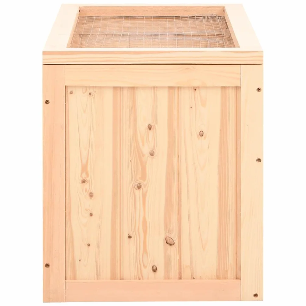 Jaula de hámster de madera maciza de abeto 60 x 35,5 x 42 cm con cristal frontal acrílico y techo de malla de alambre para cobayas, ratones, conejos y animales pequeños como salida segura y