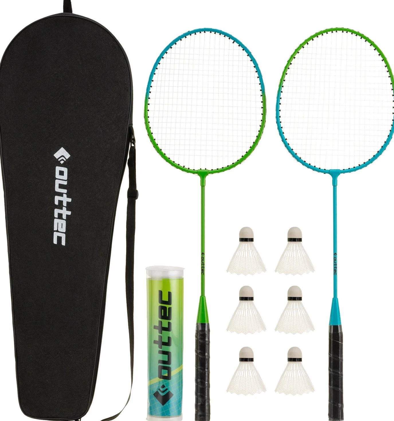 Set de Badminton con 2 Raquetas y 6 Volantes, Incluye Bolsa de Transporte