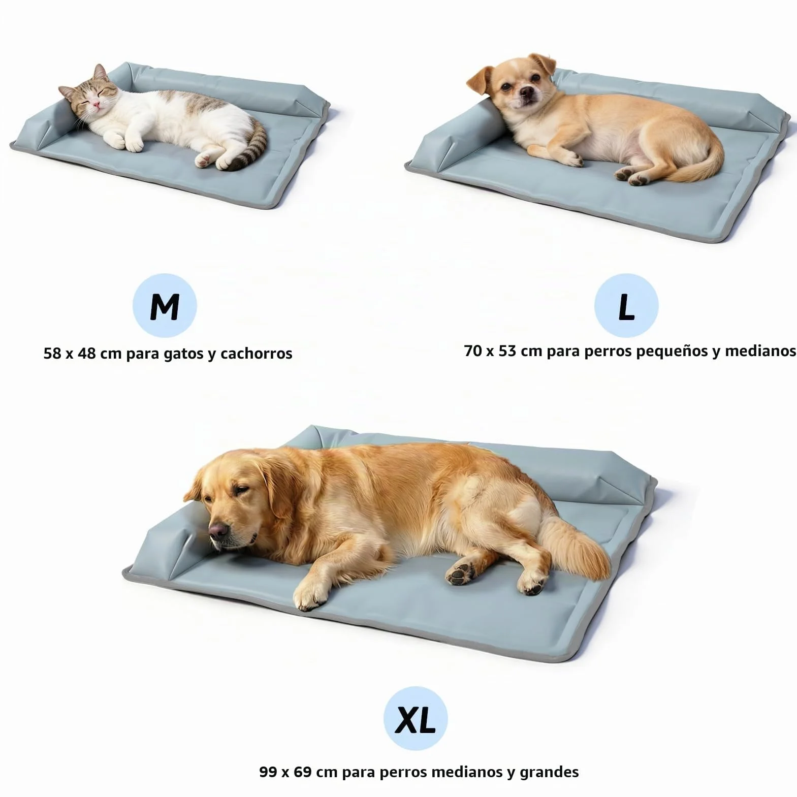 XIAPIA Manta Refrescante para Perros 99x69cm, Alfombrilla Refrescante para Perro y Gatos con Reposacabezas 7cm, Alfombra Fresca Refrigerante de Verano, Colchoneta Perros Impermeable para Casa, Coche