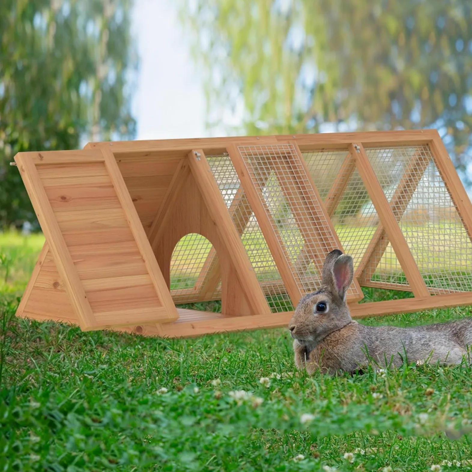 Jaula Pequeña para Conejos, Jaula para Codornices, Jaula de Madera para Conejos, Gallinero de Exterior con Red de Ventilación para Hurones, Chinchillas y Erizos
