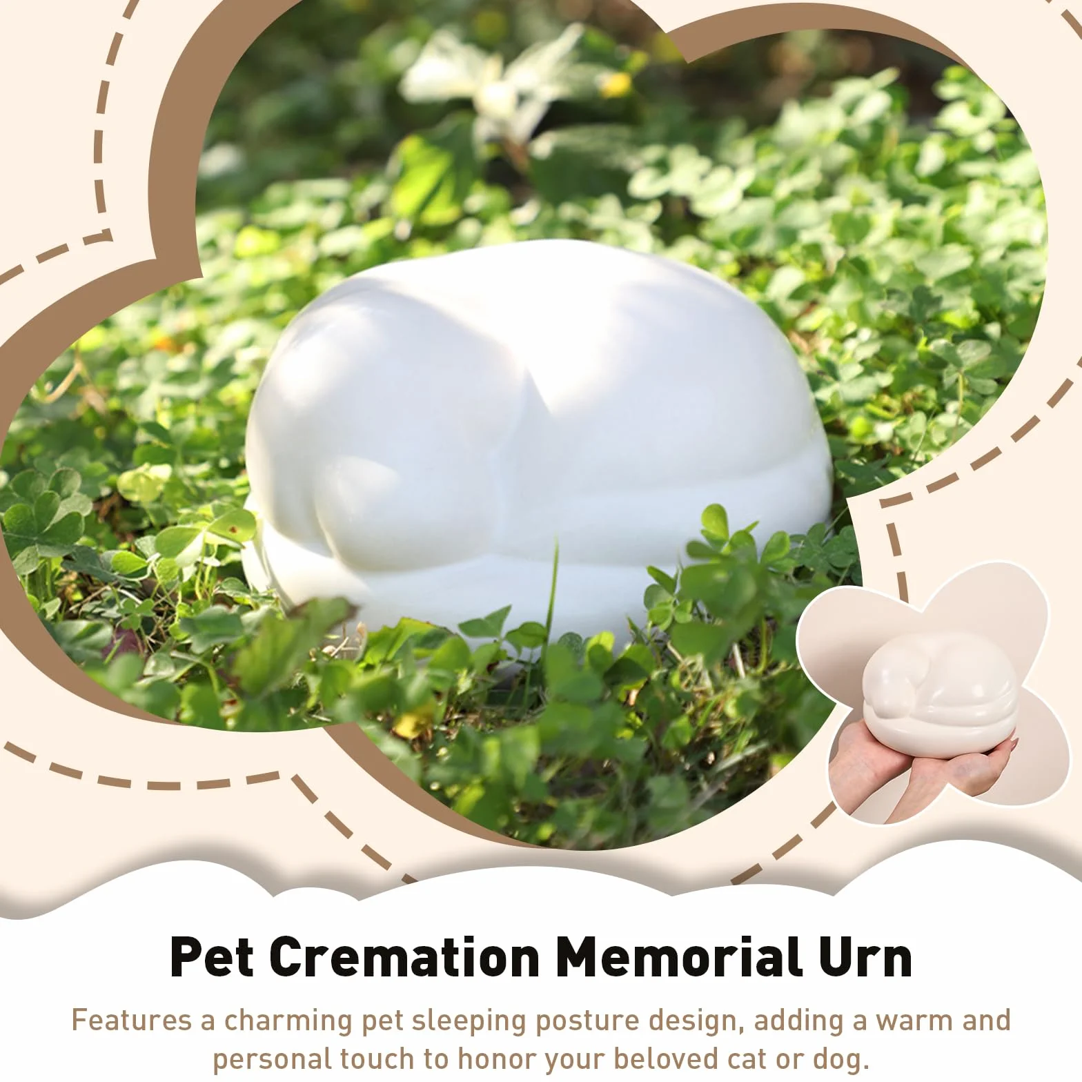 Urna conmemorativa de cremación para mascotas, contenedor de cerámica personalizado para cenizas de mascotas, para gatos, perros, tarro de recuerdo para recuerdo (gato)