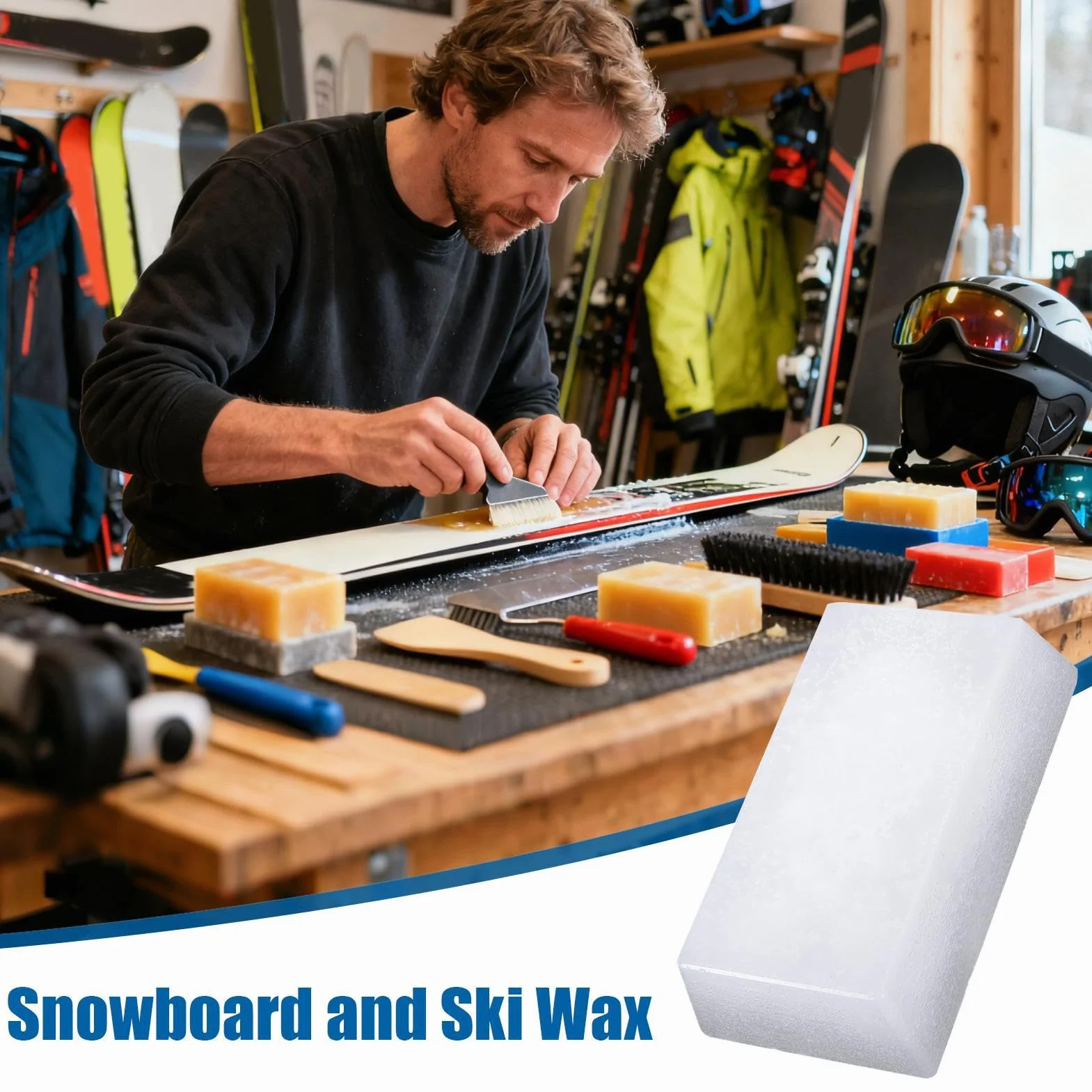 Kit de Mantenimiento para Esquí y Snowboard Universal con Cepillo de Limpieza y Bloque de Nieve
