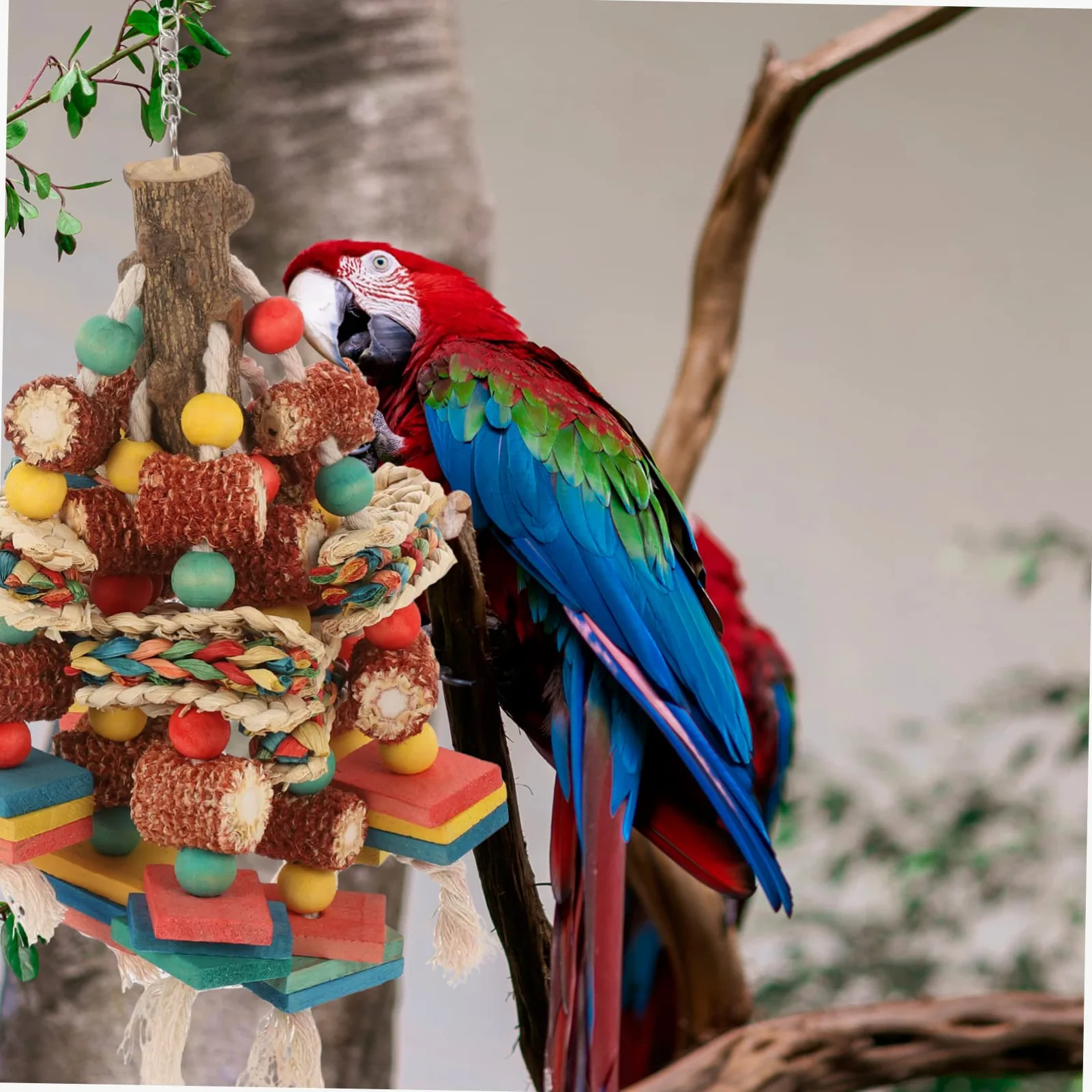 minkissy Juguete masticable para loro, juguete para masticar pájaros, juguete para pájaros pequeños, juguete interesante para cacatúas, juguete de loro para pájaros grandes, juguete de jaula de