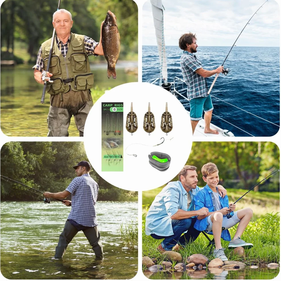Alimentador de Pesca 3 Piezas Comederos 20/30/40g con Molde de Liberación Rápida Accesorios Carpa