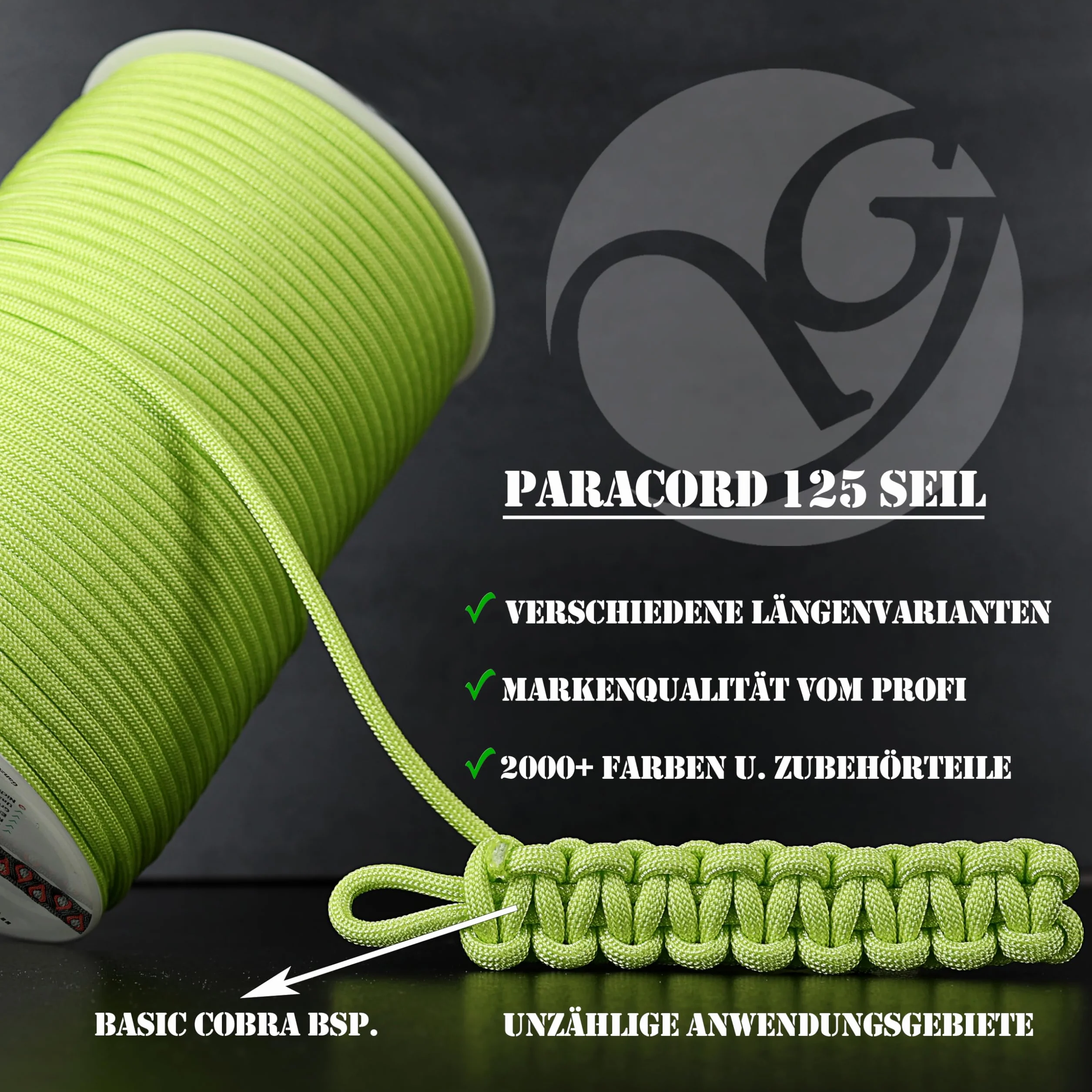 Ganzoo Paracord 125 Cuerda 1 mm Negro Trenzado Nailon Poliéster para Pulseras Nudos Supervivencia