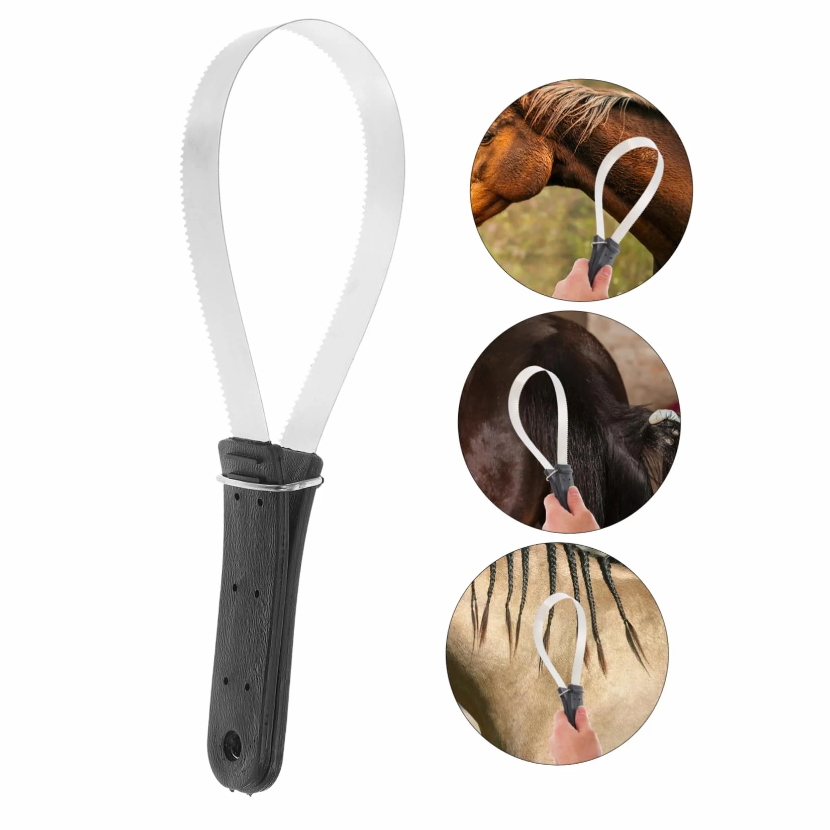 Cepillo de Pelo de Caballo con Raspador de Acero Inoxidable 11.81x3.74x0.59 Pulgadas