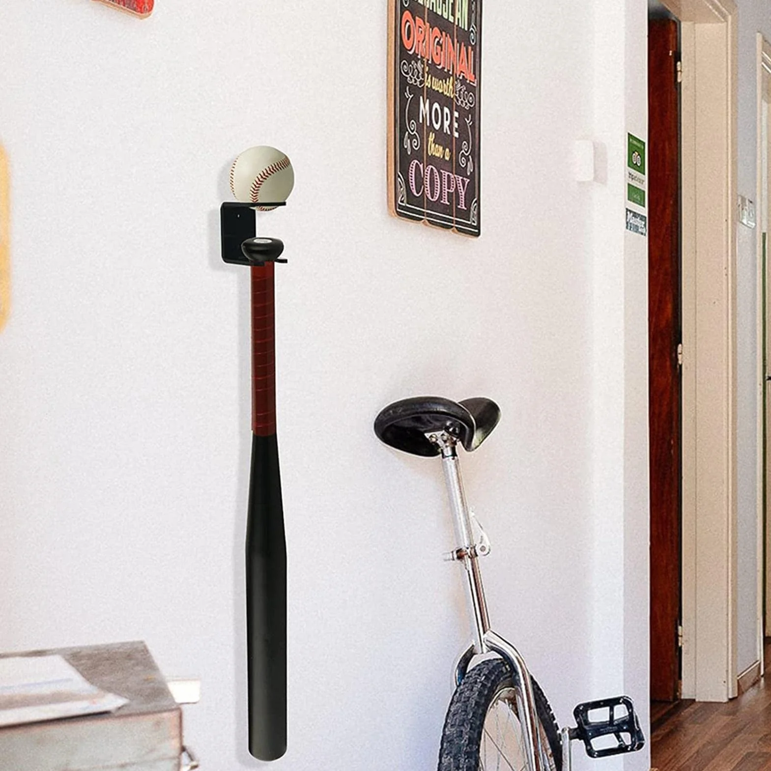 Soporte para bate de béisbol acrílico de pared, 1 par, estante vertical para hogar y oficina