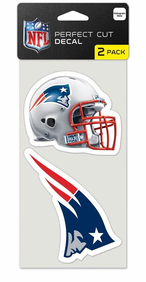 Wincraft NFL New England Patriots Calcomanía De Corte 4" X 4" Juego De 2