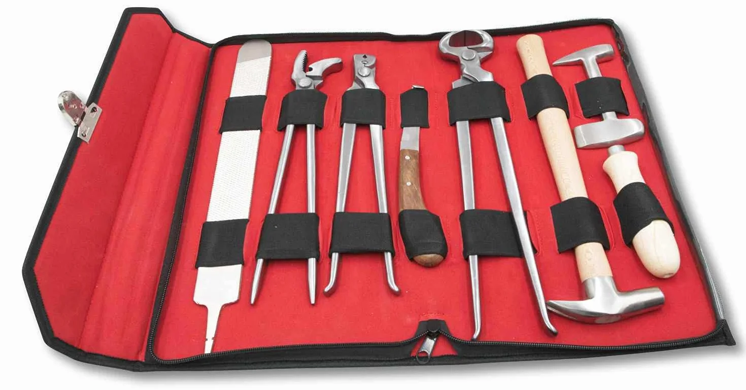 AMKA Herrajes para herraduras de herraduras, 9 piezas, set de herramientas para el cuidado de herraduras