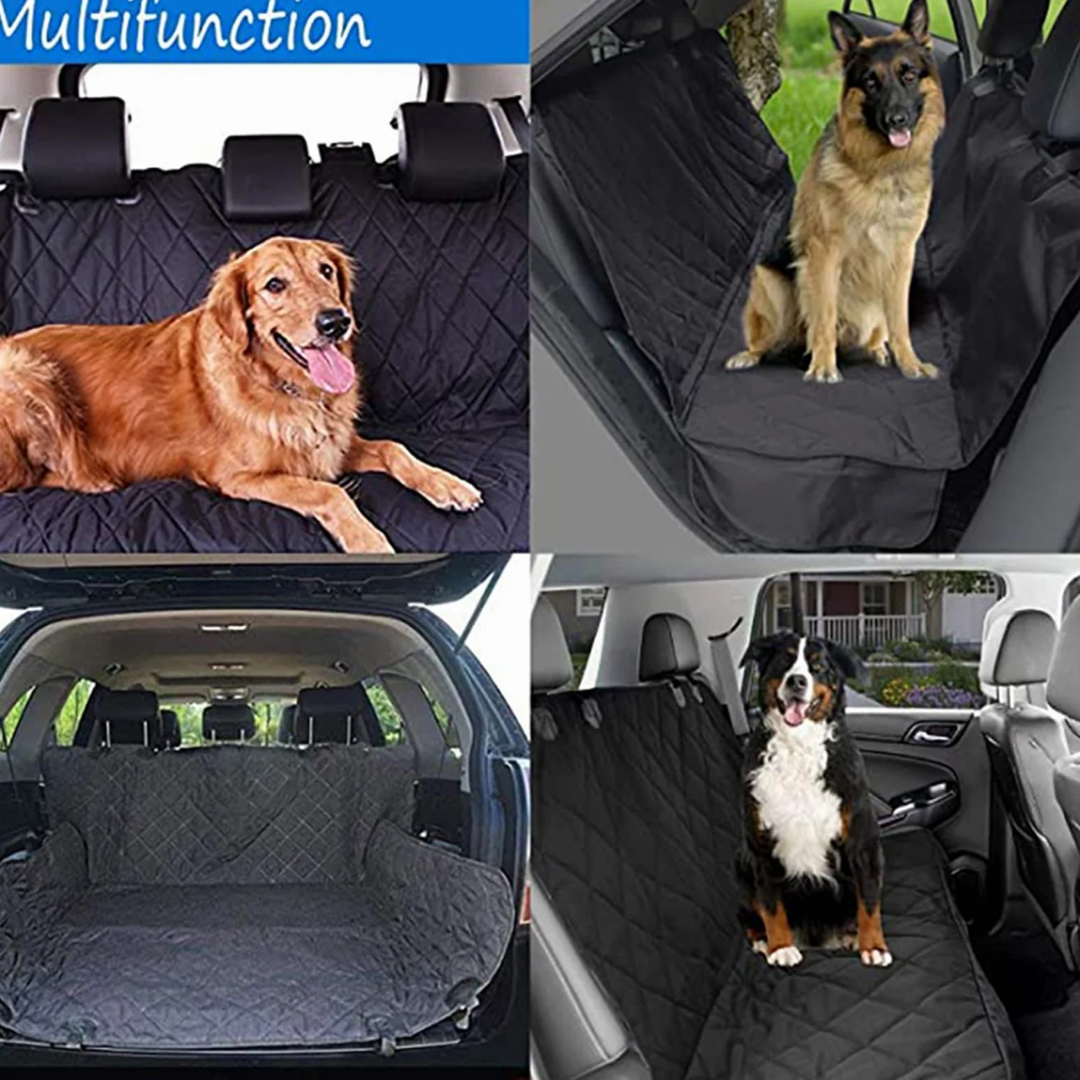 Funda Perros Coche Manta de Coche para Perro, Funda Protectora para Asiento de Coche, Almohadilla para Perro, arnés de Seguridad de Viaje Protector Coche Perros
